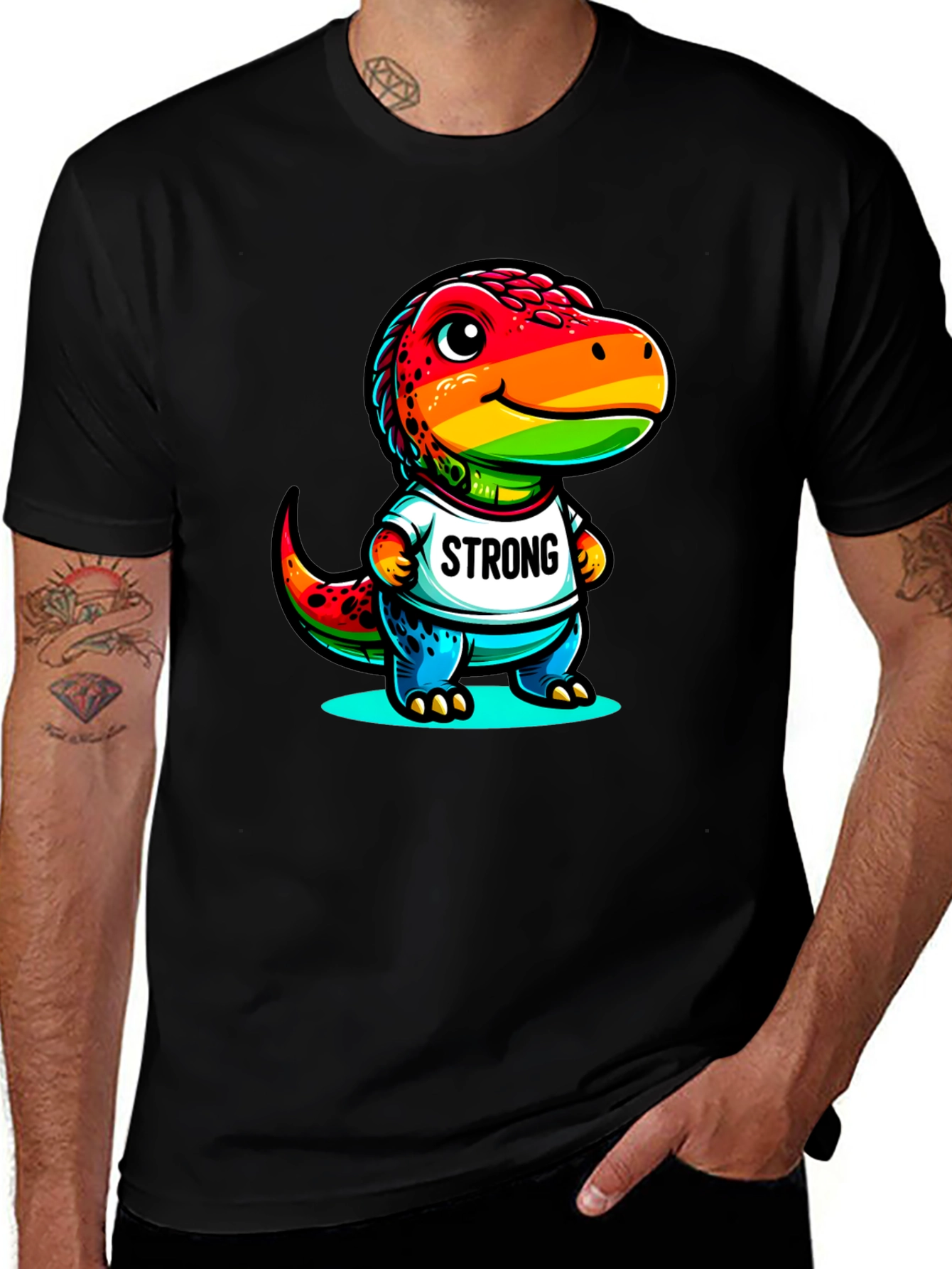 Variant 22 of Rainbow Dinosaur Strong T-Shirt