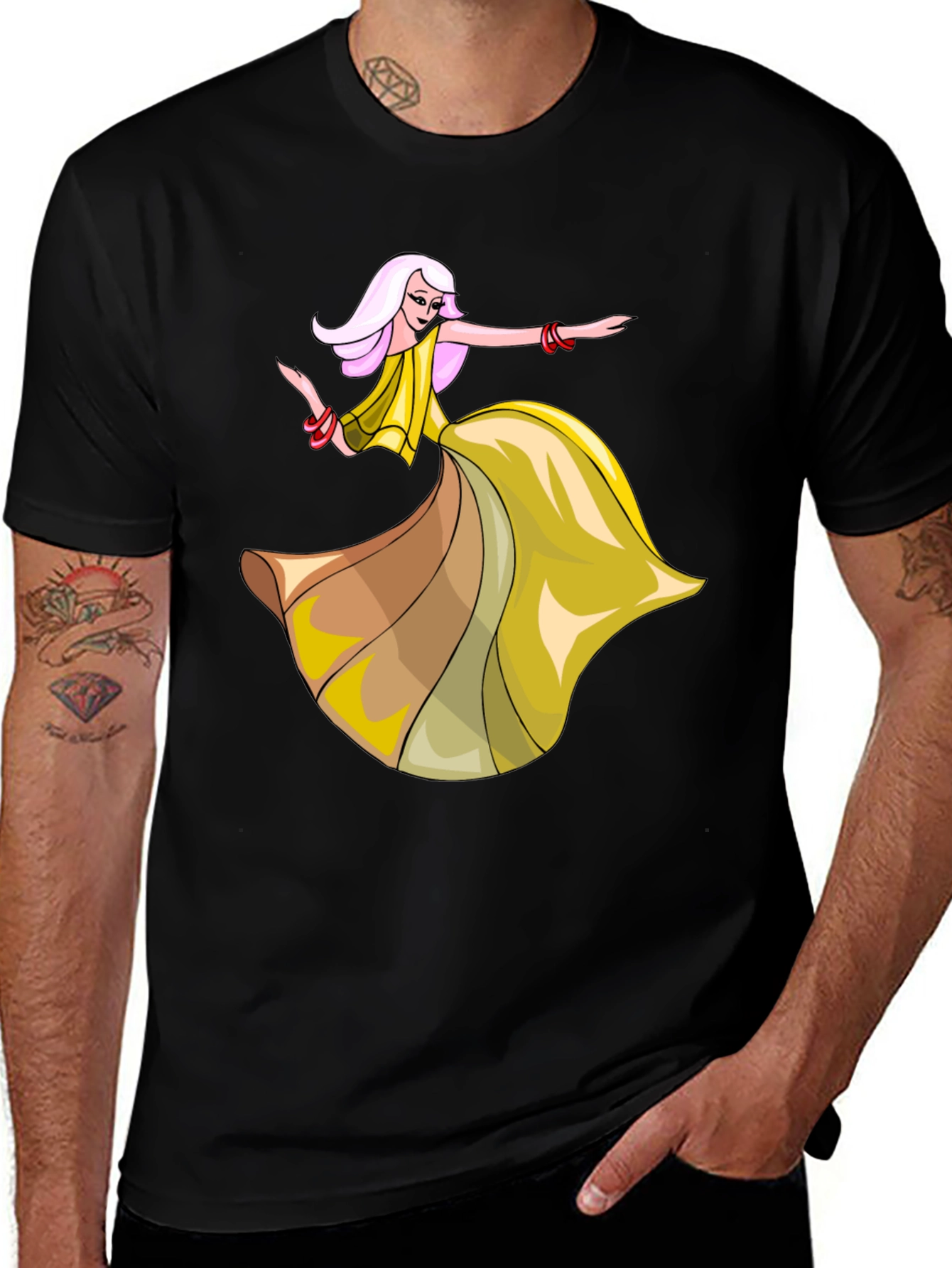 Variant 26 of Dancing Lady Graphic Tee - Stylish Black T-Shirt