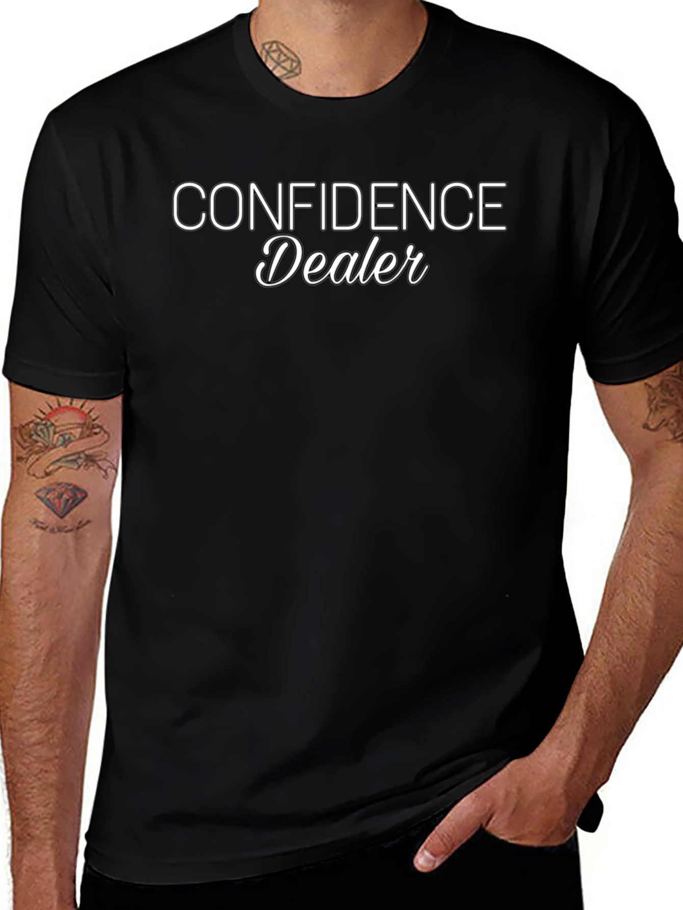 Variant 5 of Confidence Dealer Graphic Tee - Stylish & Bold