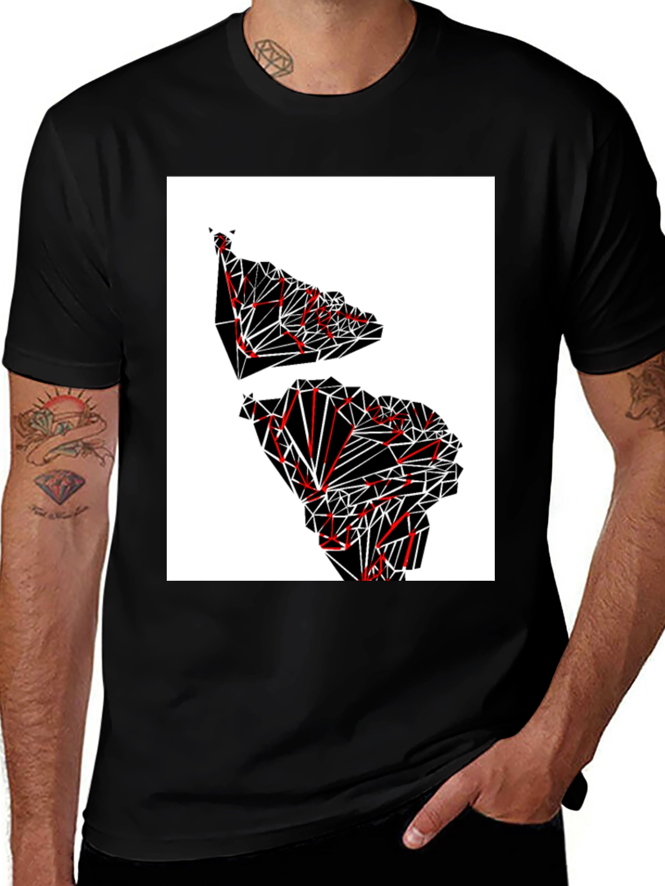 Variant 30 of Geometric Continent Graphic Tee - Black