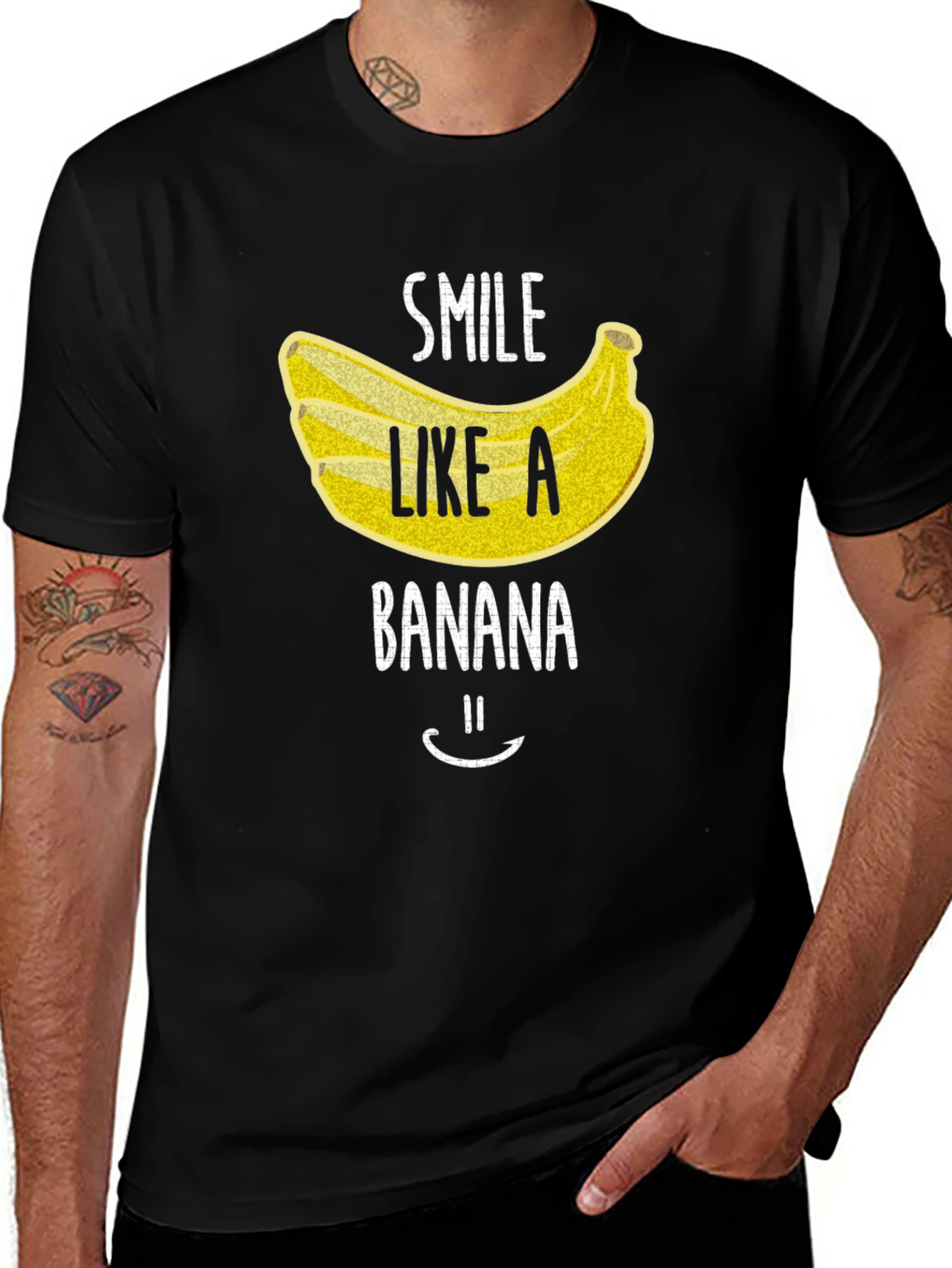 Variant 30 of Smile Like A Banana Black Graphic Tee