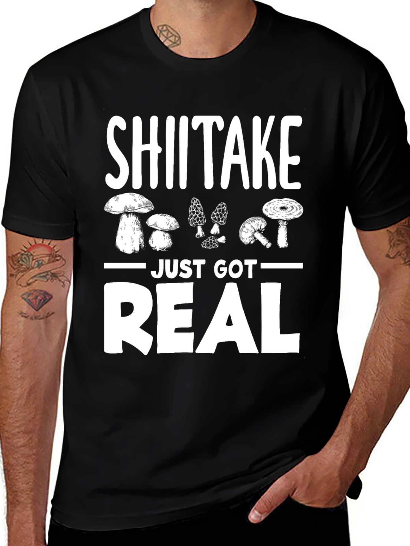 Variant 29 of Shiitake Just Got Real Funny Mushroom T-Shirt