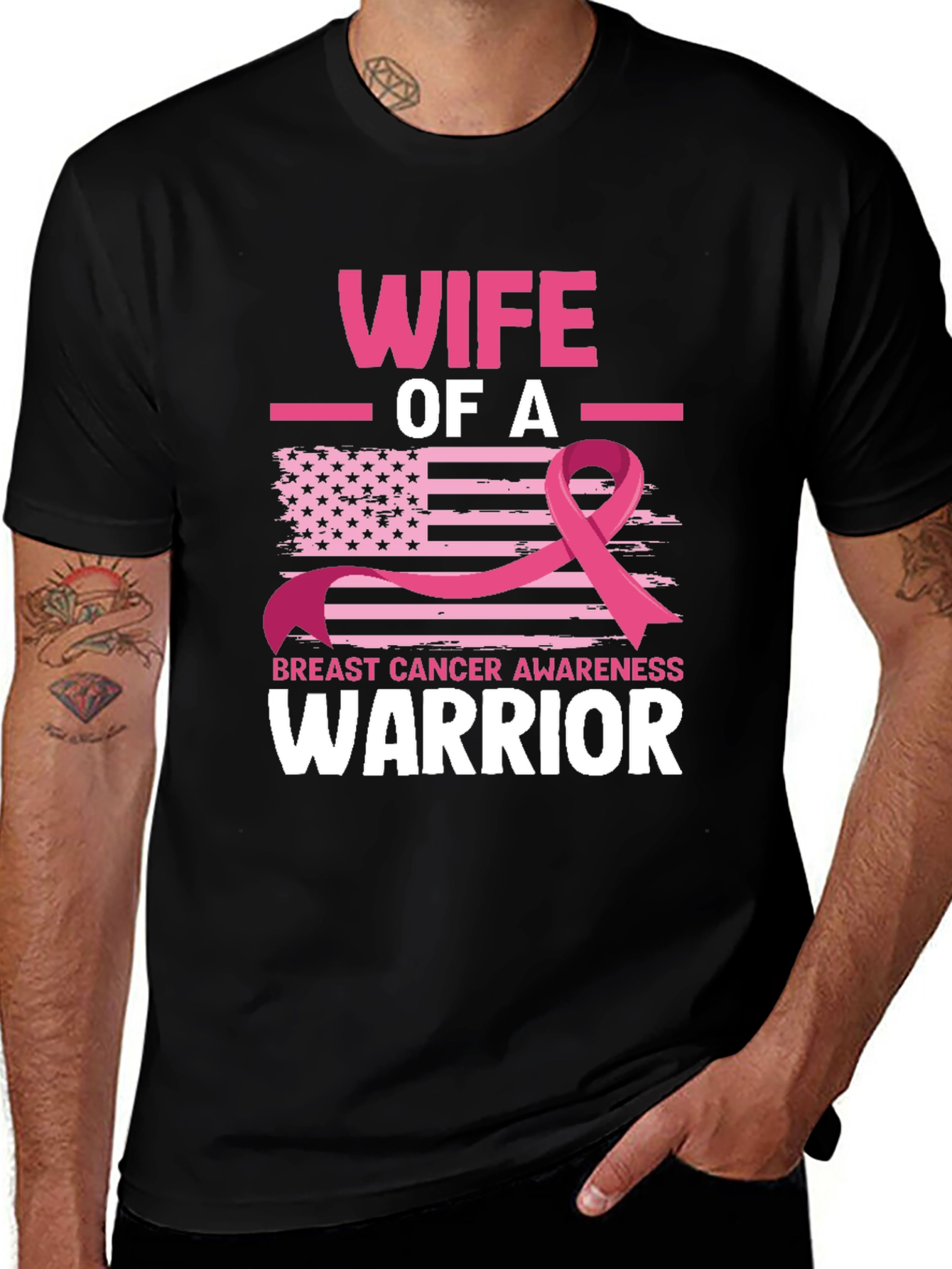 Variant 14 of Wife of a Warrior Breast Cancer Awareness T-Shirt