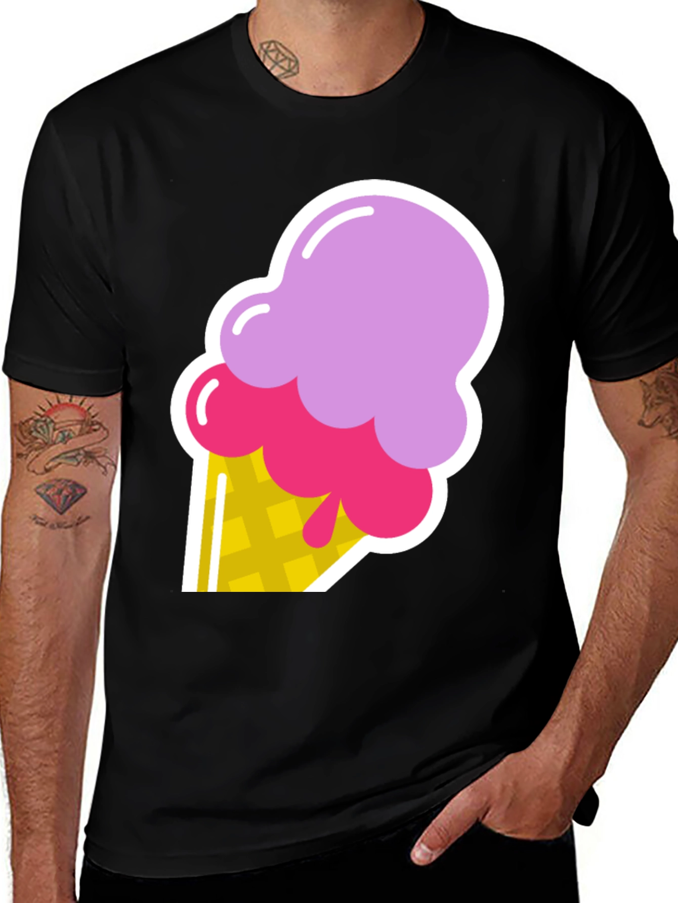 Variant 15 of Ice Cream Graphic Black T-Shirt