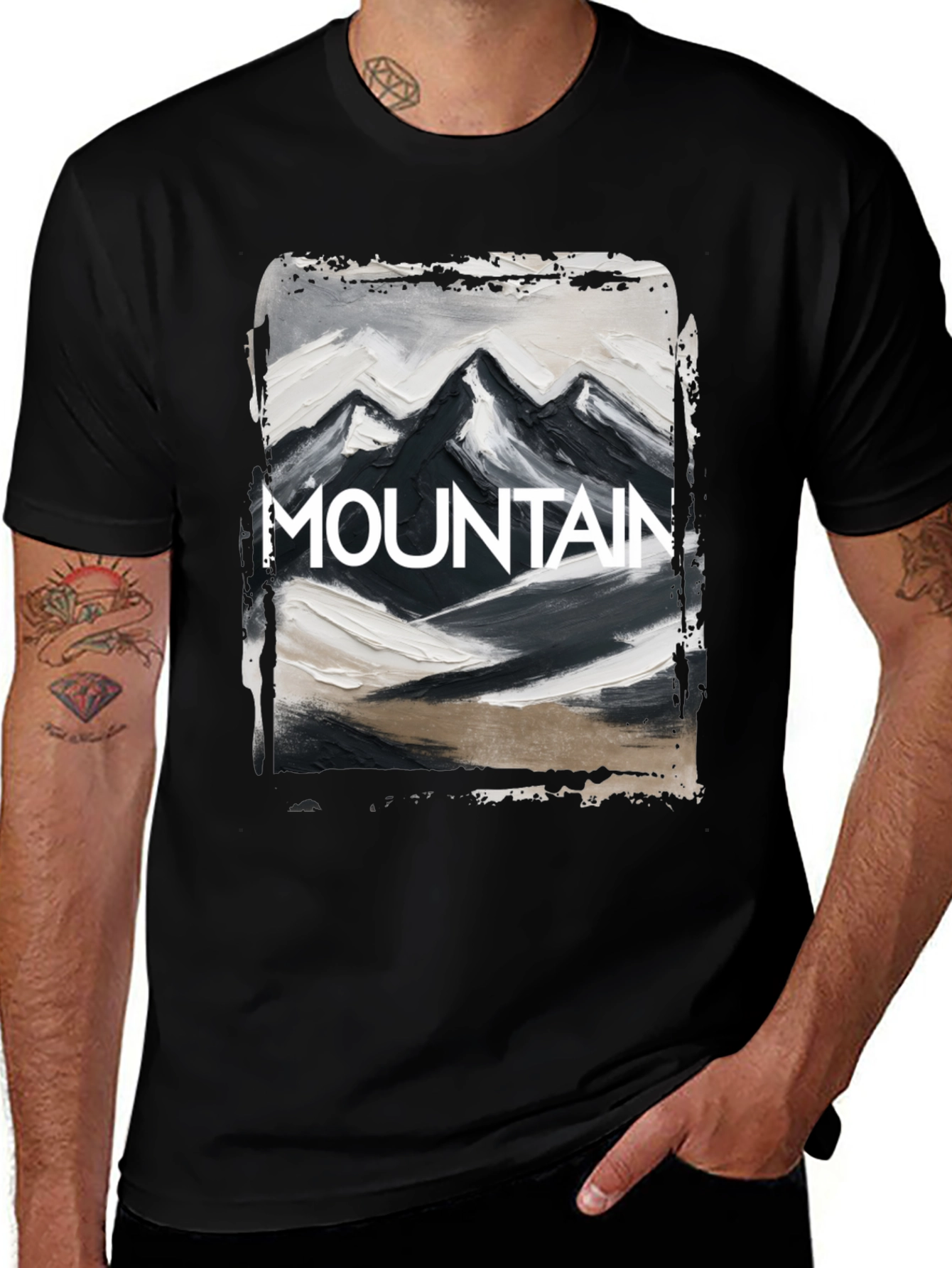 Variant 23 of Mountain Graphic Tee - Black Cotton Blend