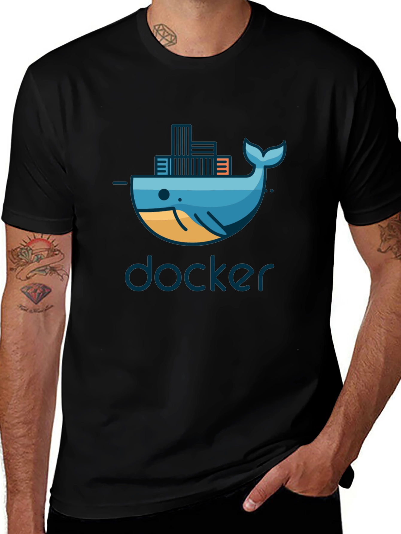 Docker Whale Container T-Shirt - Black