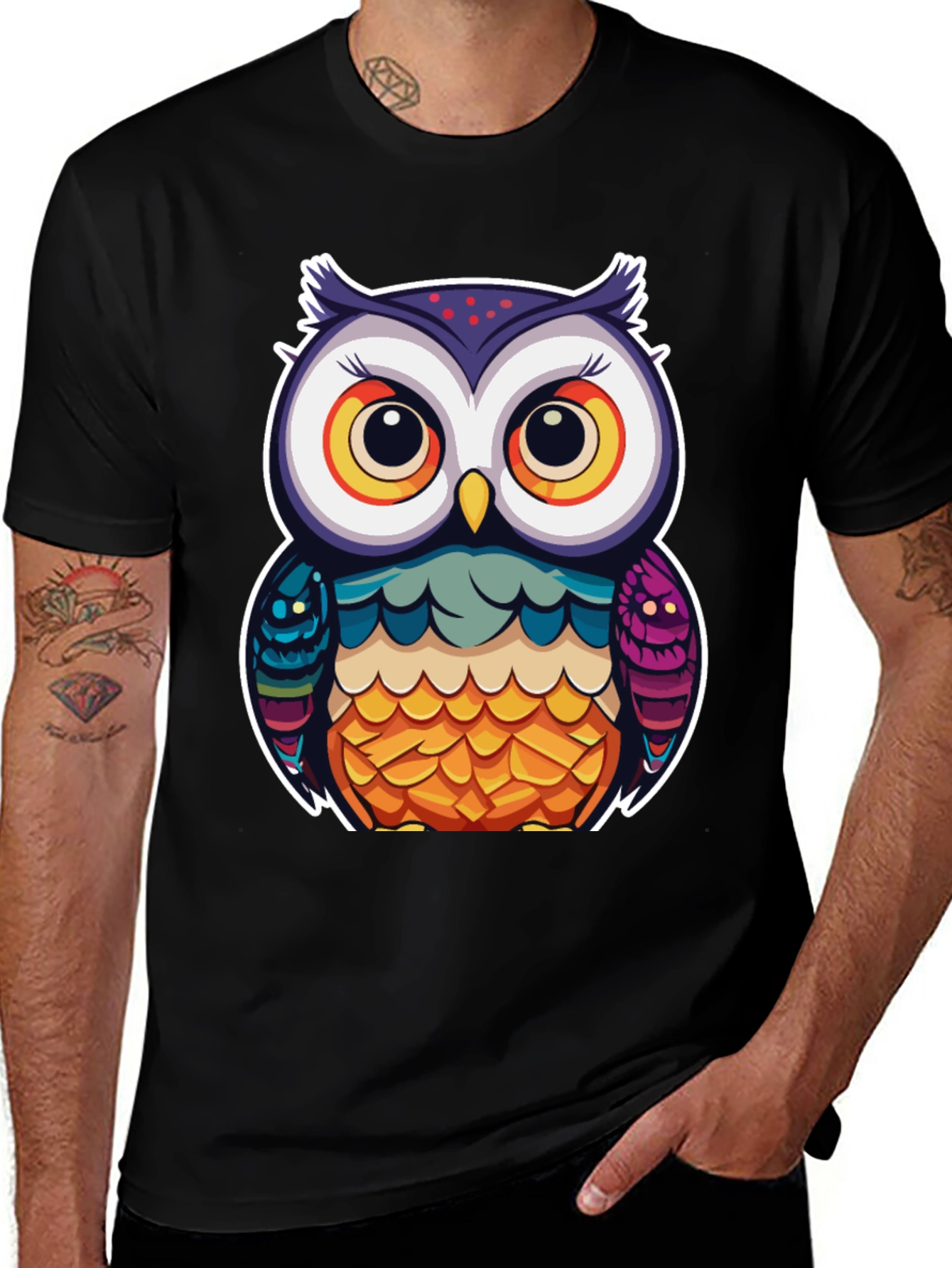 Variant 27 of Owl Graphic Print Black T-Shirt