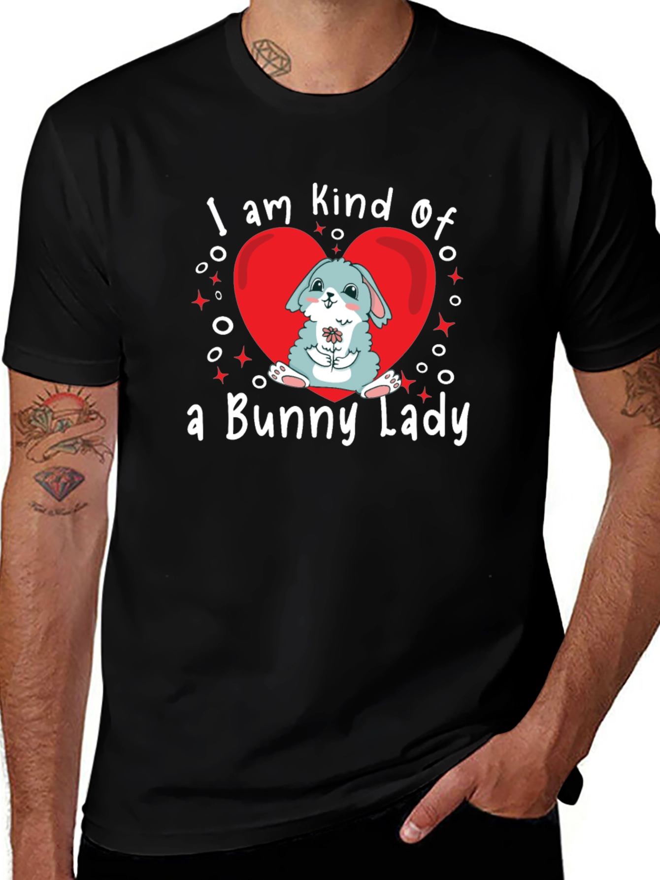 Variant 10 of Bunny Lady Graphic Tee - Cute Rabbit Lover Shirt