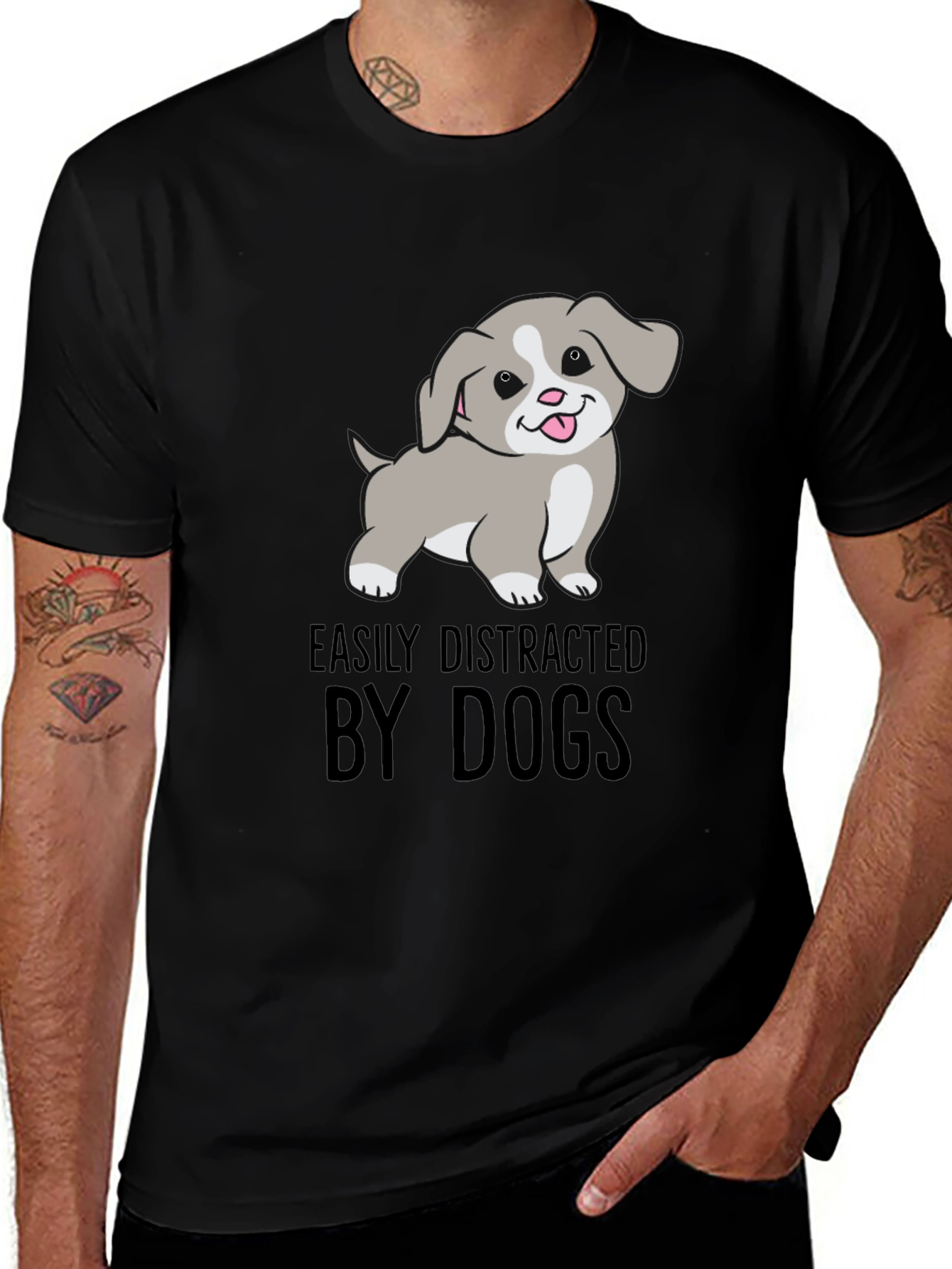Variant 8 of Easily Distracted by Dogs Black T-Shirt