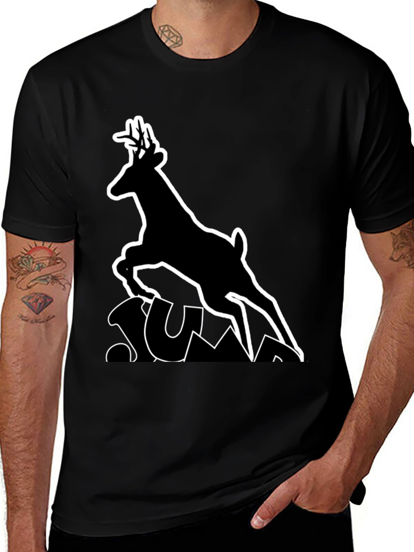 Variant 4 of Deer Silhouette Graphic Tee - Black