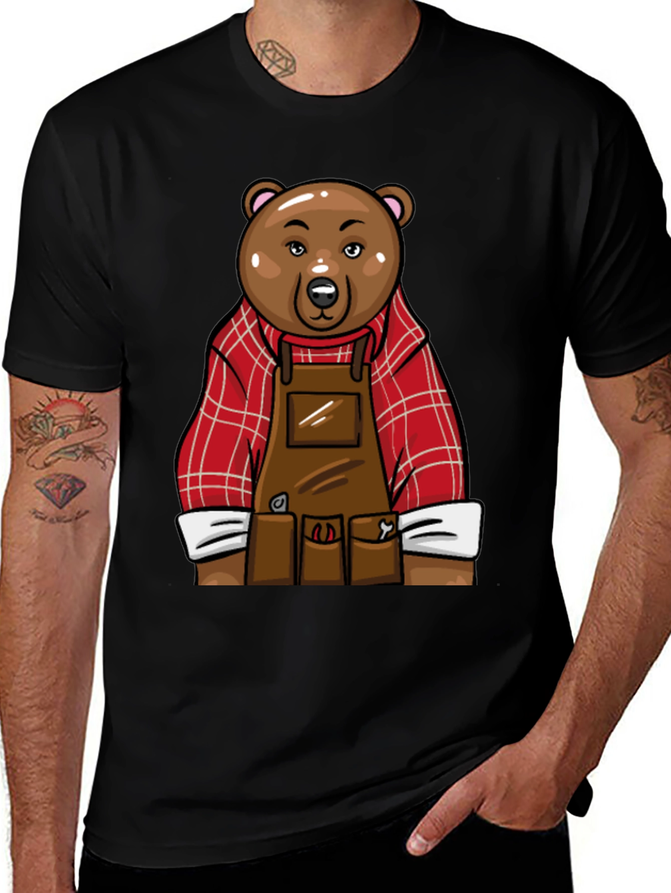 Variant 30 of Lumberjack Bear Graphic T-Shirt - Black
