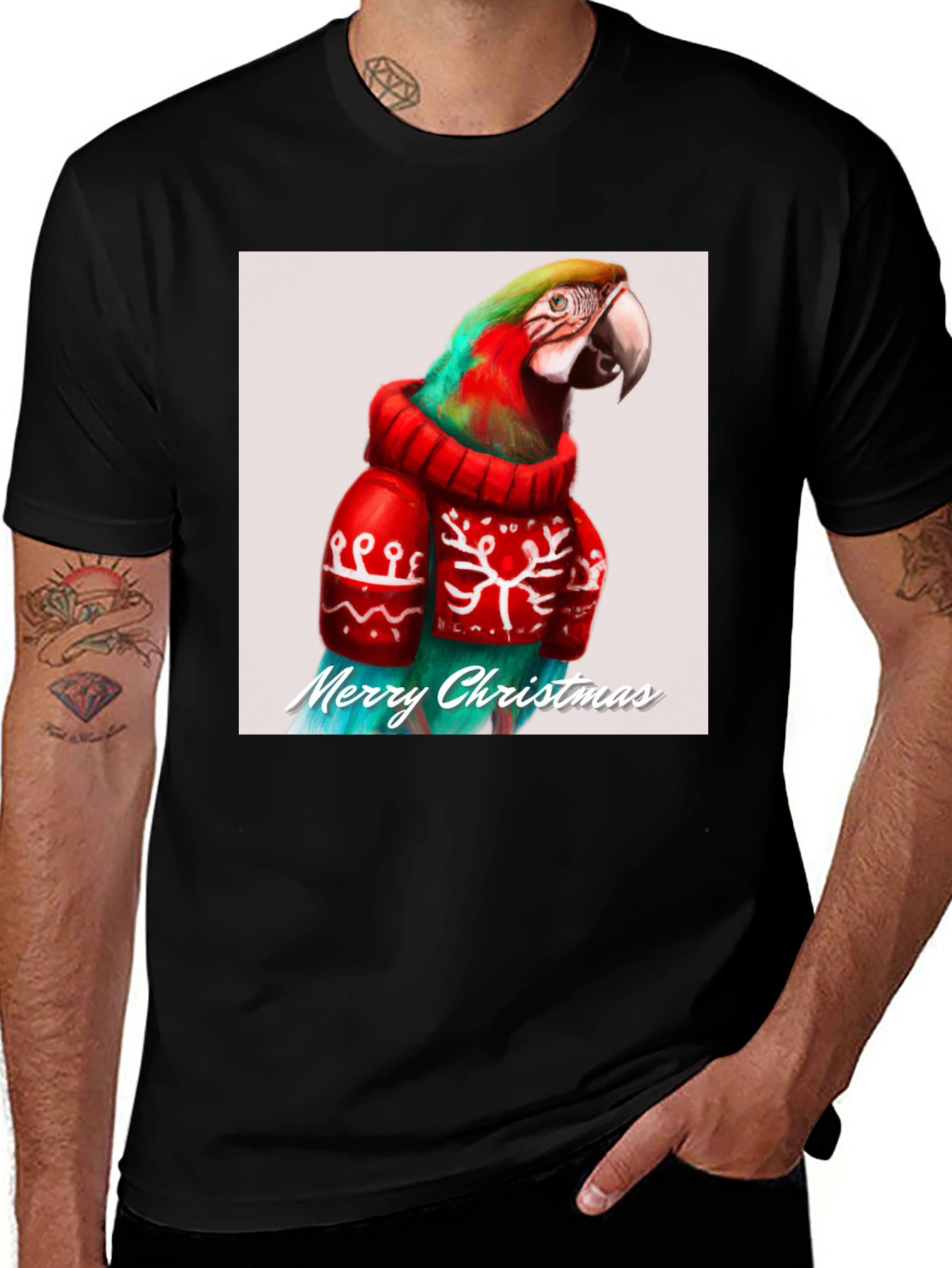 Festive Parrot Christmas T-Shirt