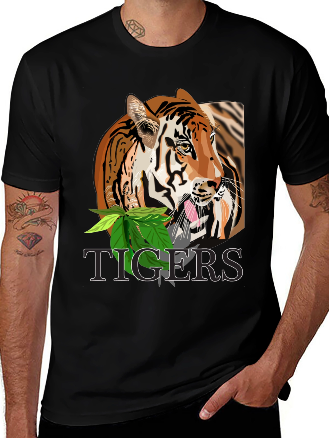 Variant 6 of Tiger Graphic T-Shirt - Bold Black Tee