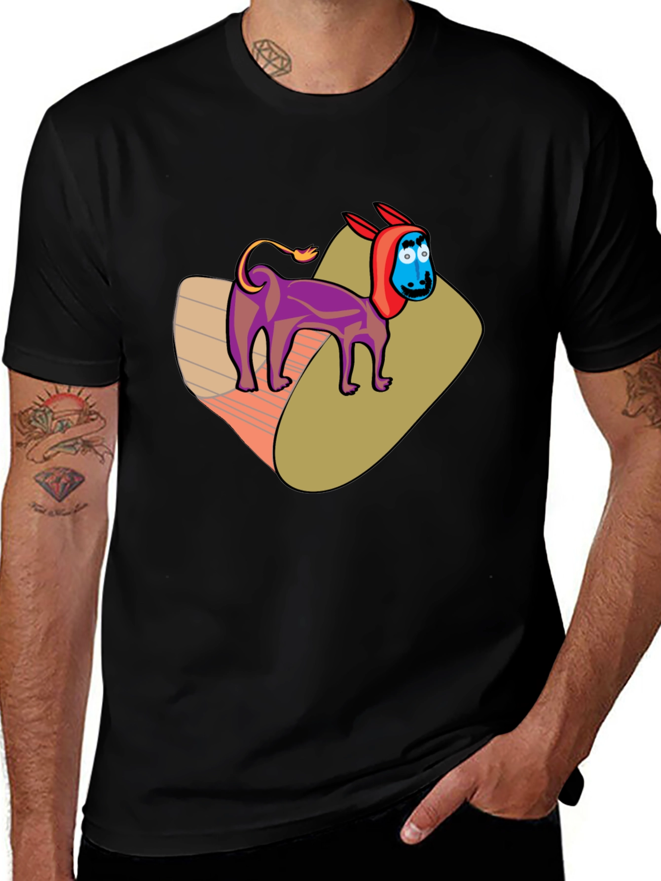 Variant 18 of Cartoon Donkey Graphic Tee - Novelty Black T-Shirt