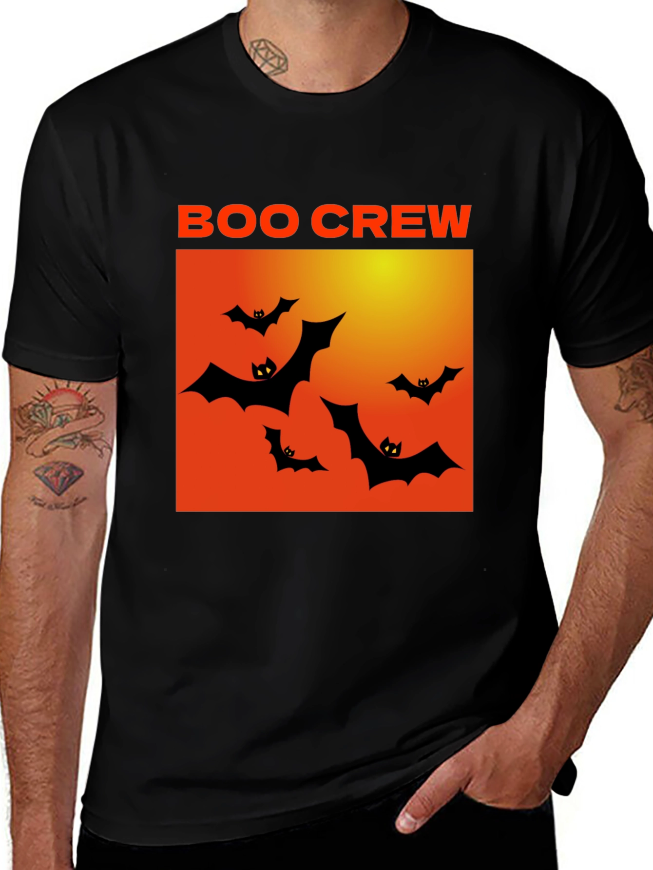 Boo Crew Halloween Bat Graphic T-Shirt
