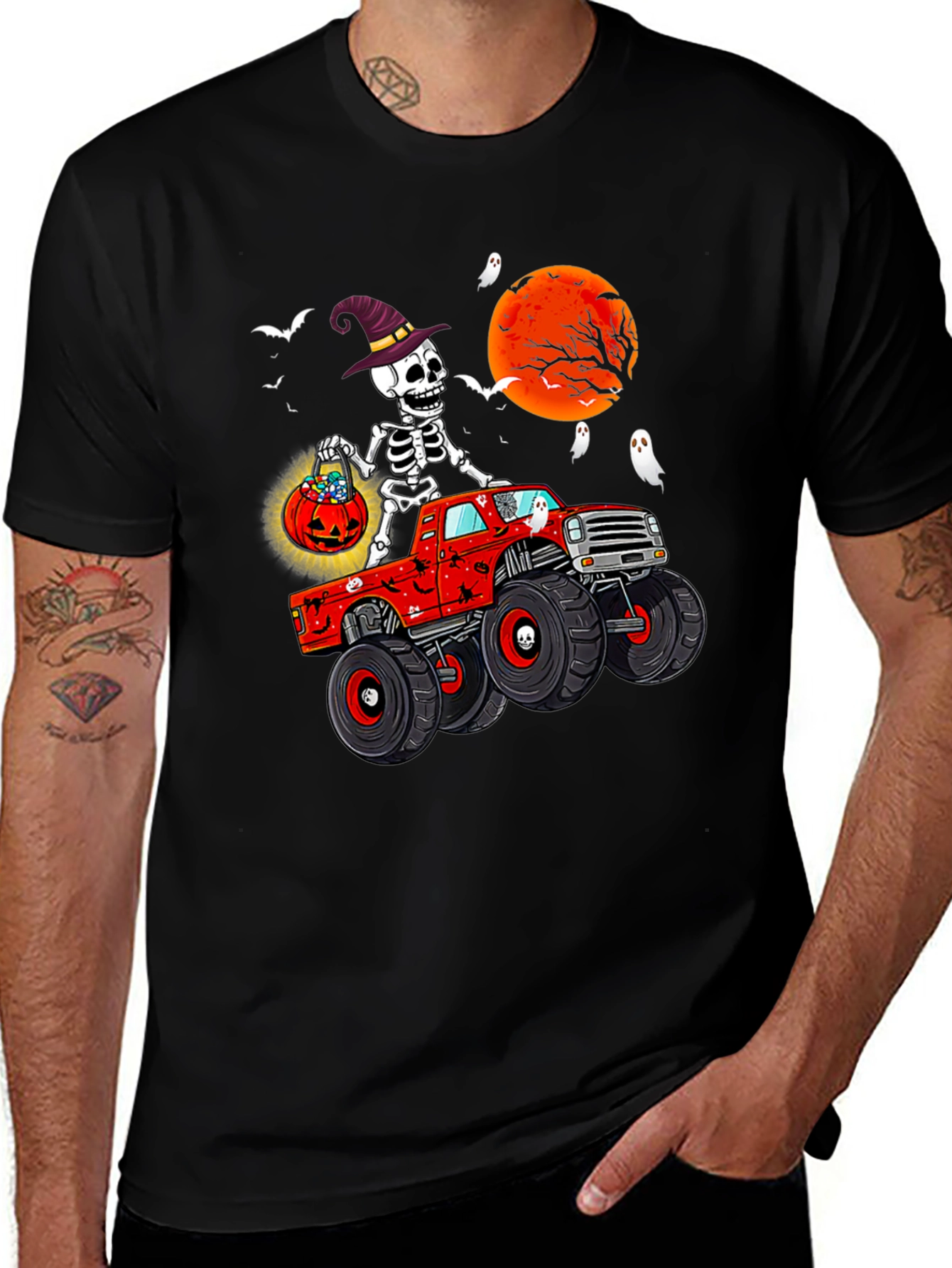 Halloween Skeleton Monster Truck T-Shirt