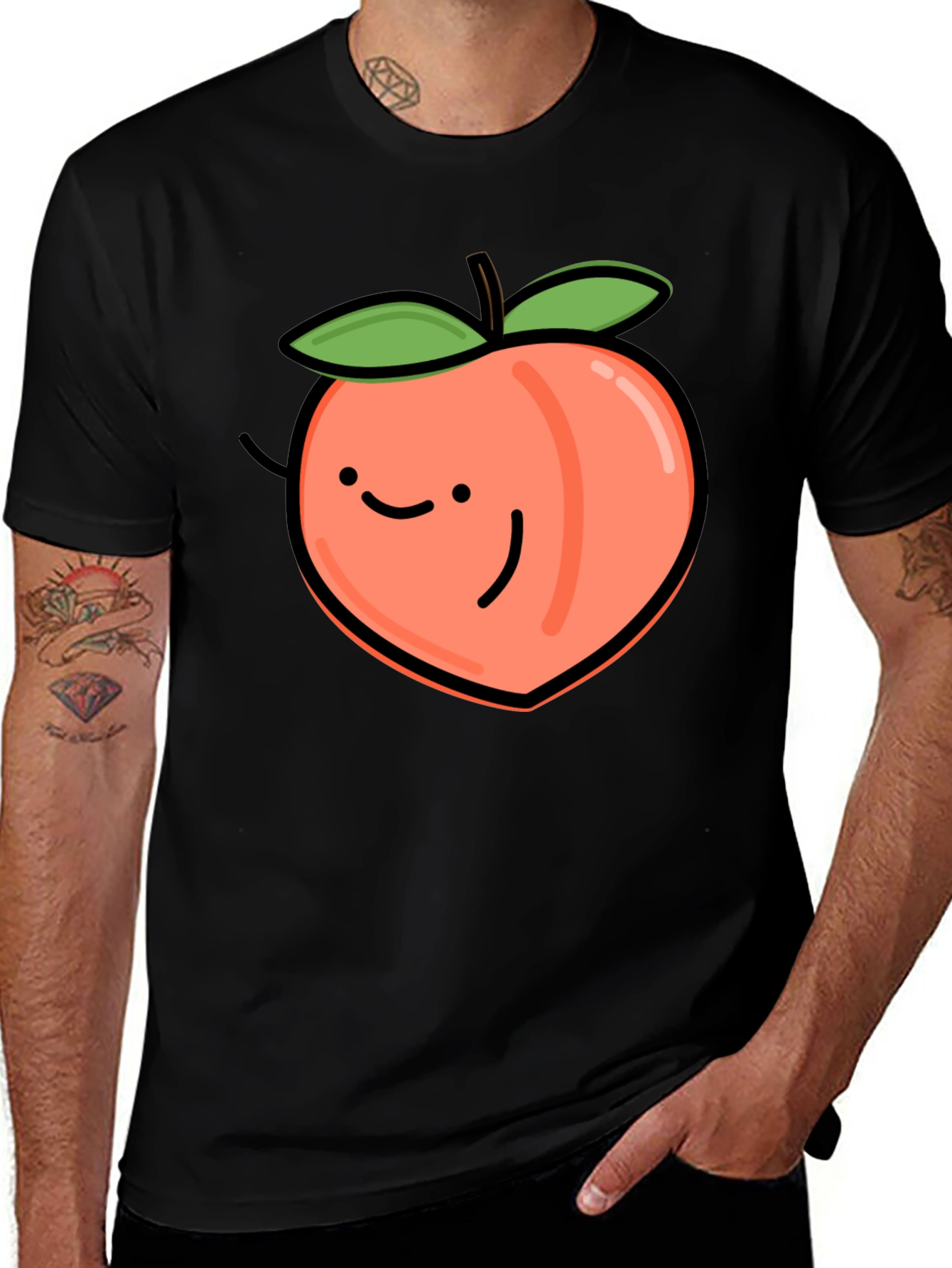 Variant 16 of Cute Peach Graphic T-Shirt - Black