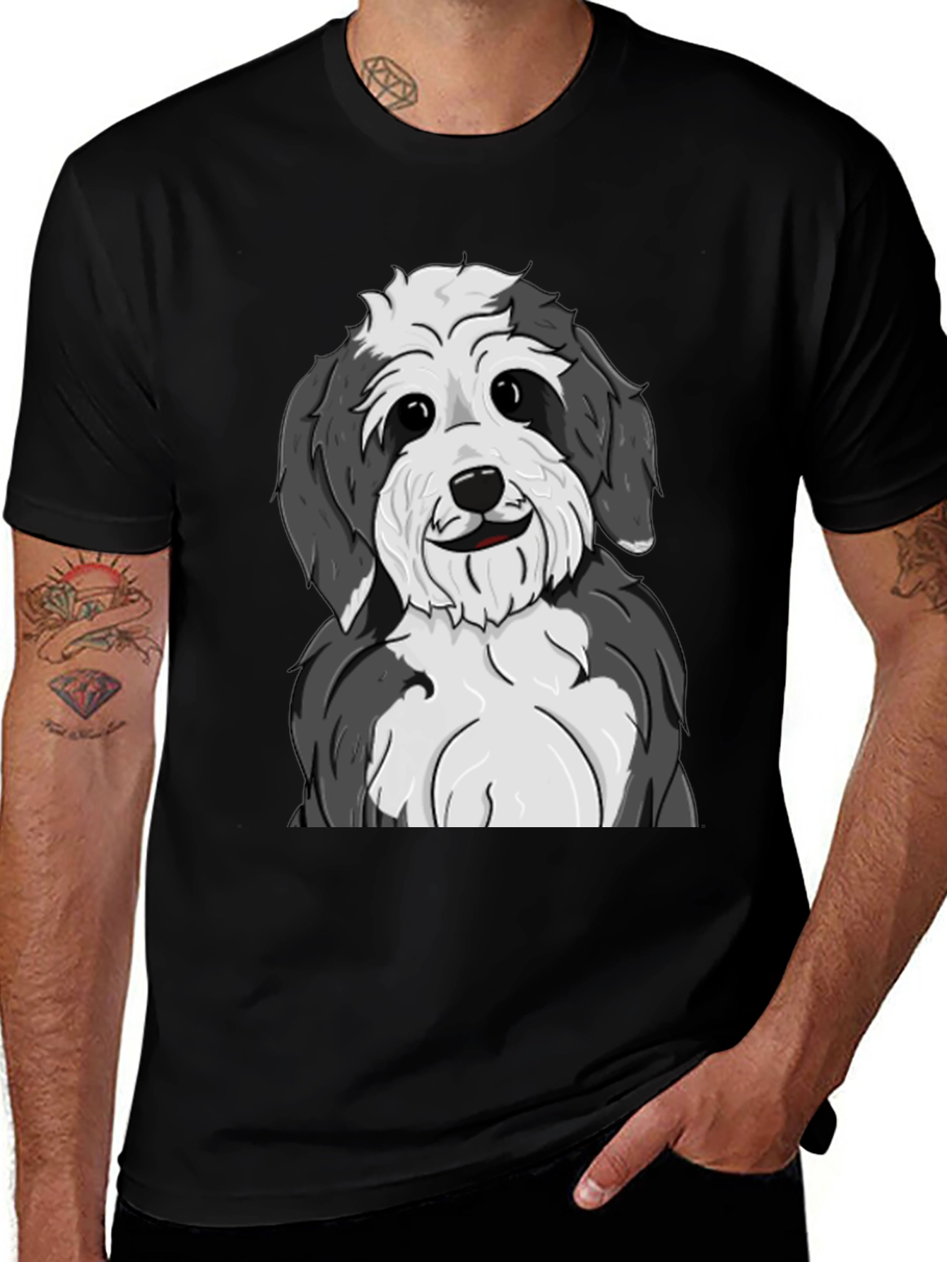 Variant 25 of Cute Dog Graphic Tee - Black Cotton Shirt