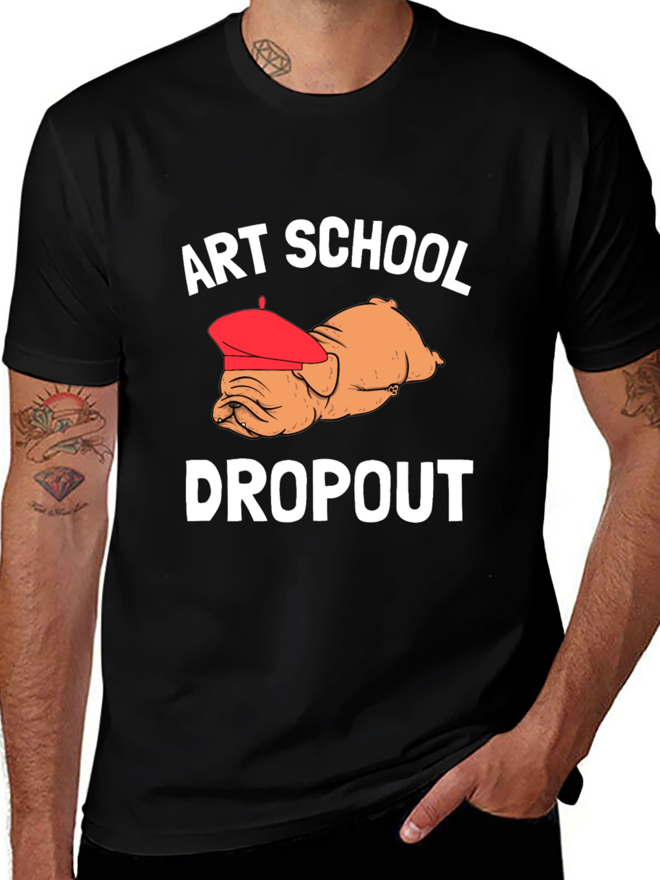 Variant 20 of Art School Dropout T-Shirt Bulldog in Beret