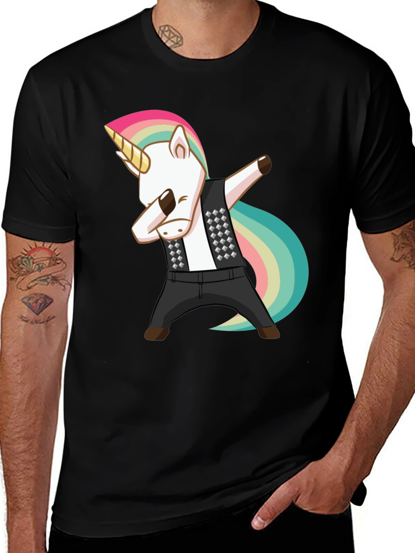 Variant 12 of Dabbing Unicorn T-Shirt - Rocker Style