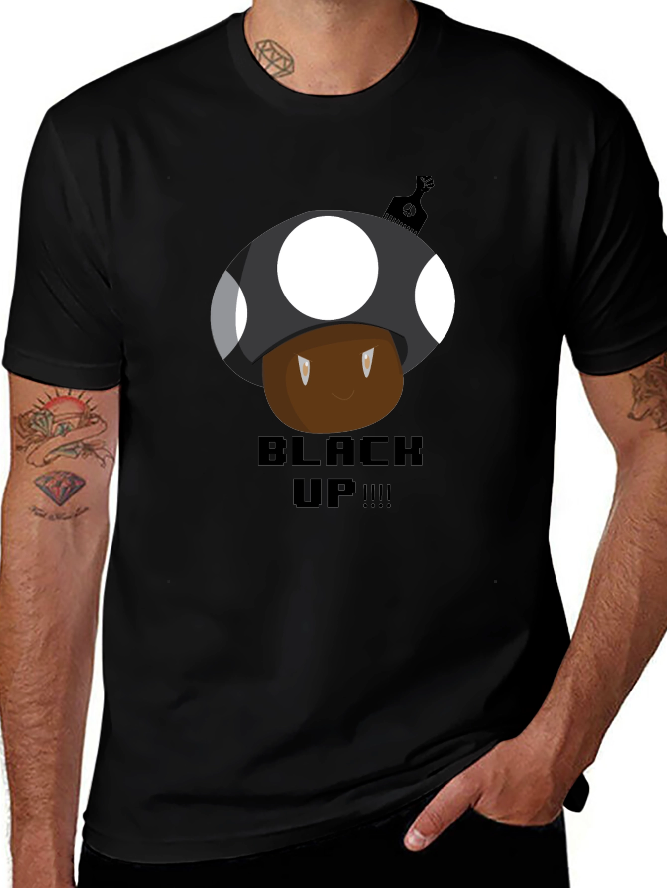 Black Power Mushroom T-Shirt