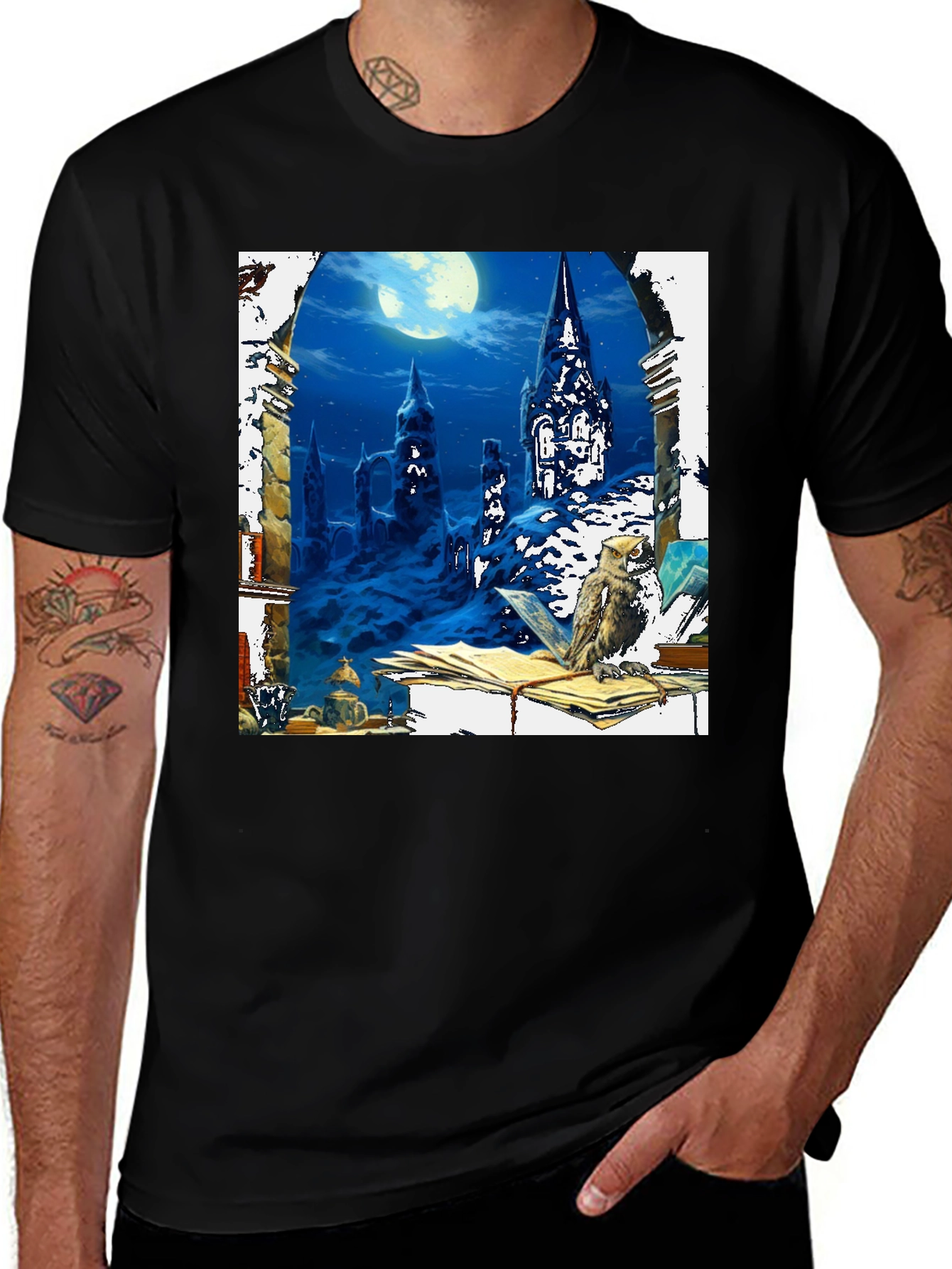 Wizard Castle Owl Book T-Shirt