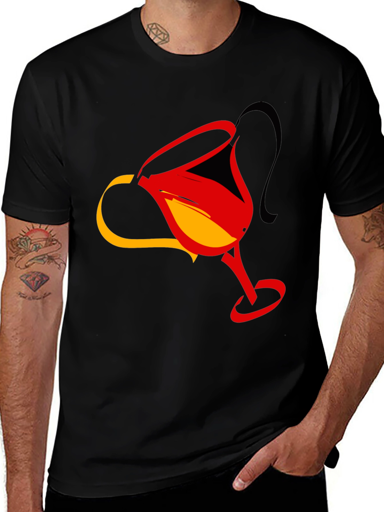 Variant 4 of Abstract Cocktail Glass Graphic Tee - Modern Design