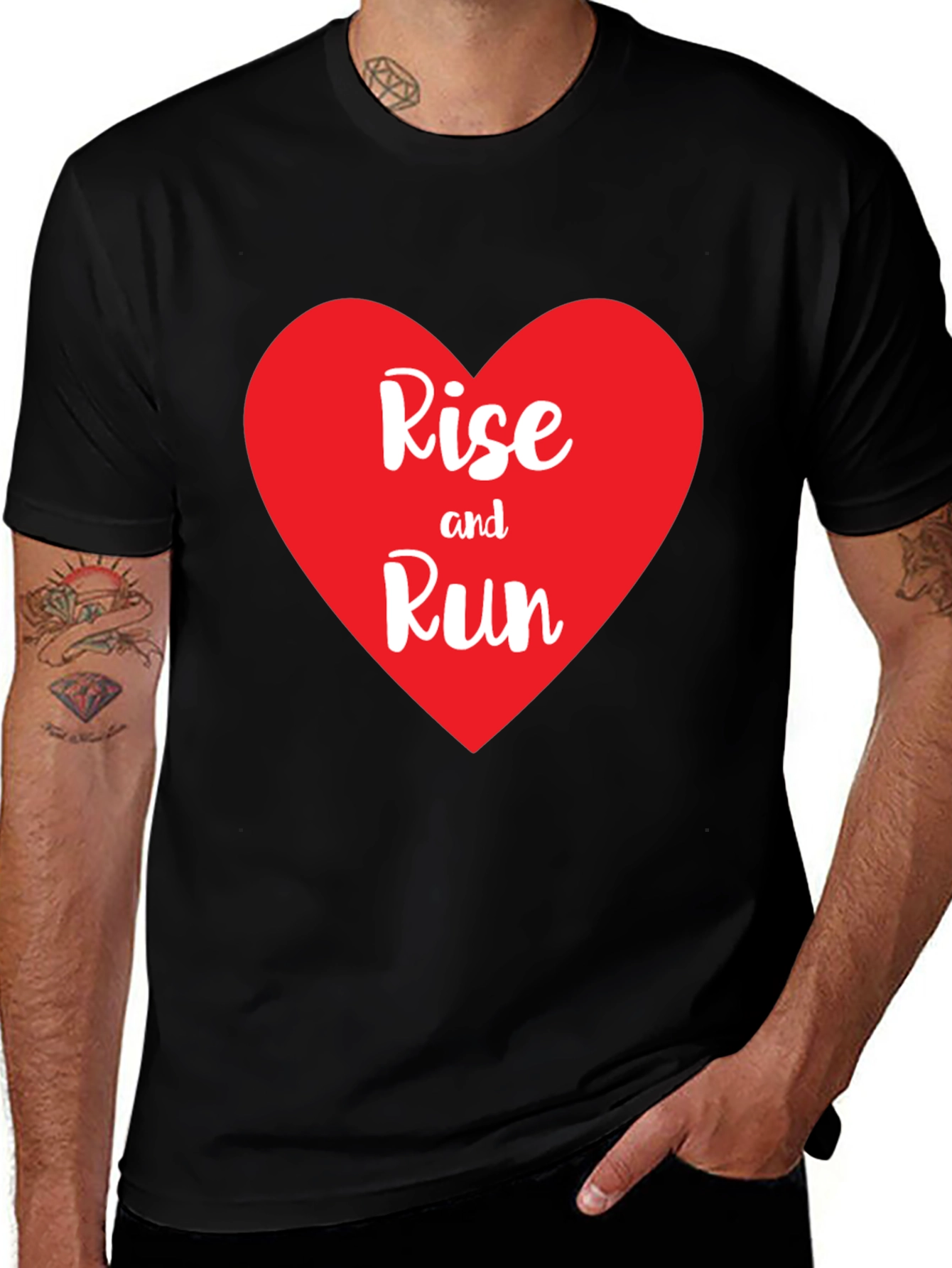 Variant 24 of Rise and Run Heart Graphic Tee - Black
