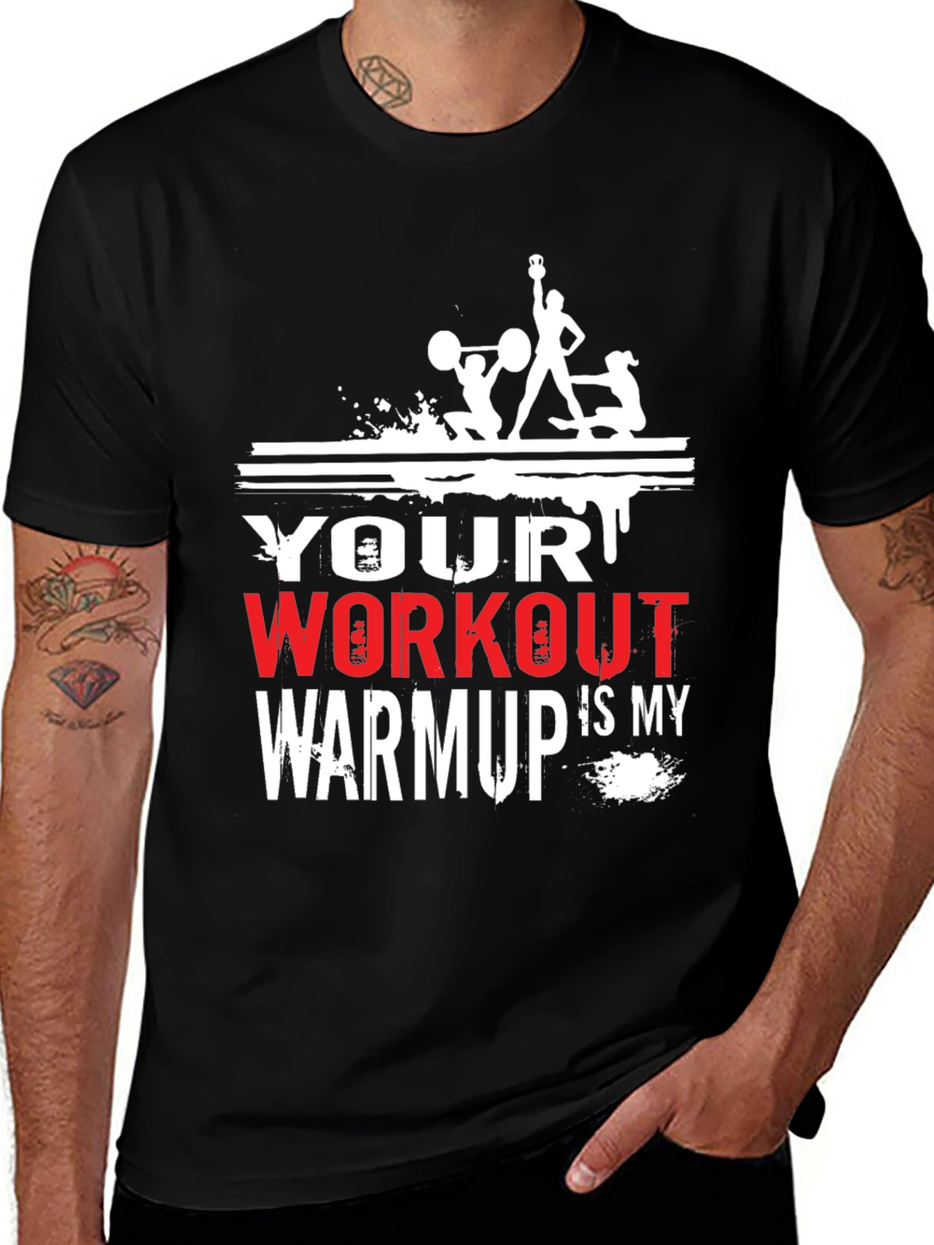 Variant 21 of Workout Warmup Graphic Tee - Black