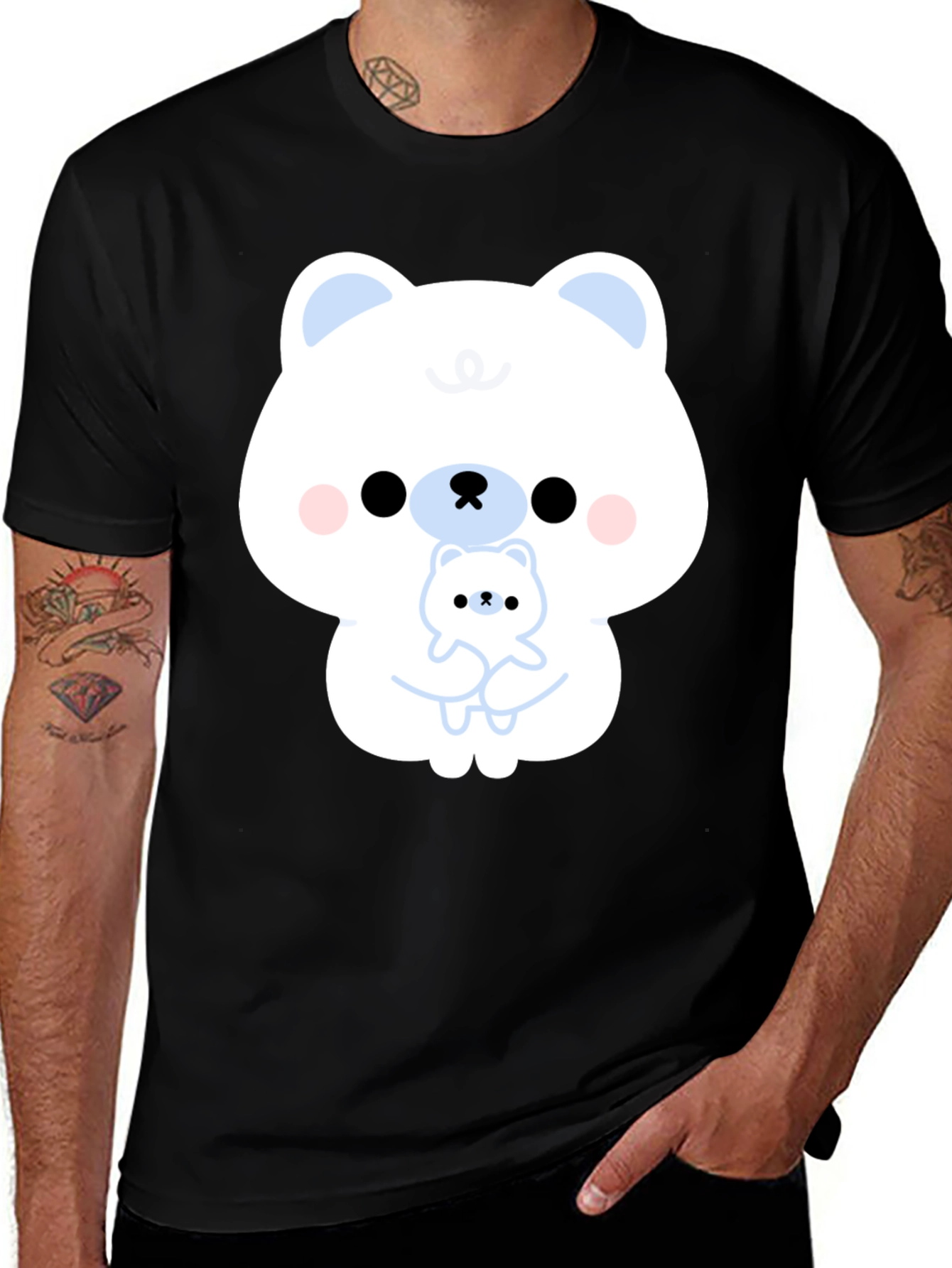 Variant 29 of Cute Bear Graphic Black T-Shirt