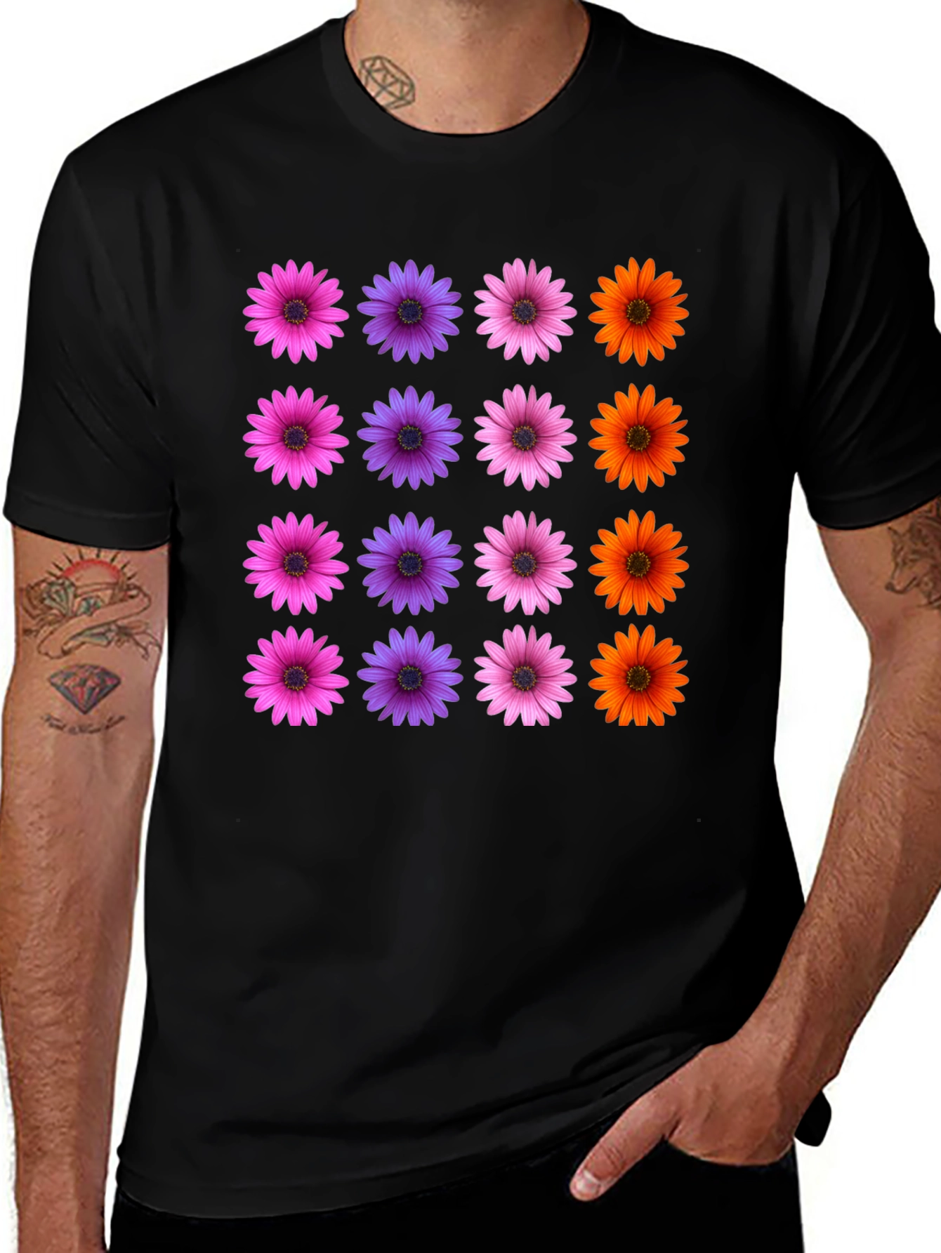 Variant 24 of Floral Pattern Black T-Shirt