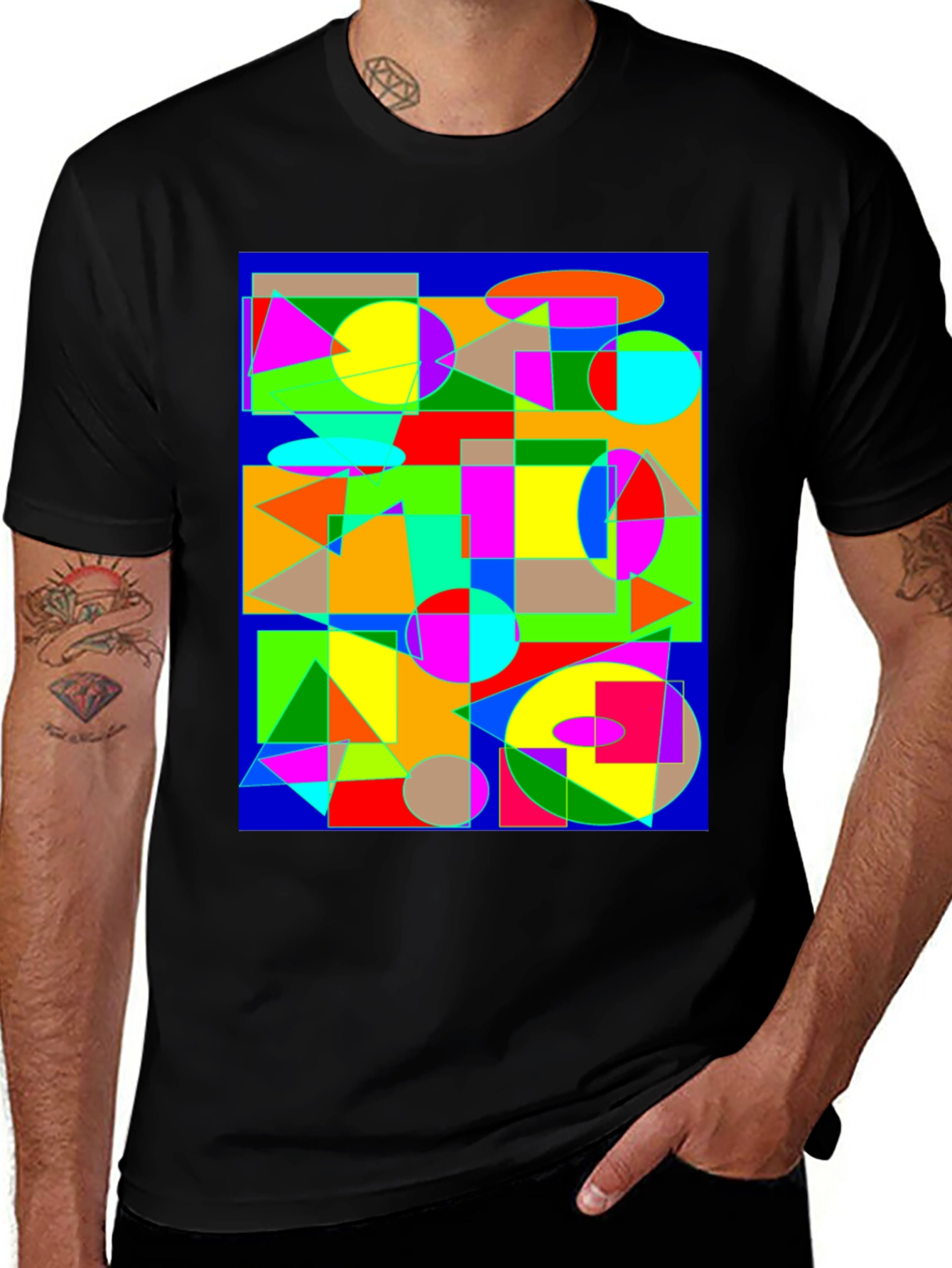 Variant 27 of Geometric Shapes Graphic Tee - Abstract Art Design