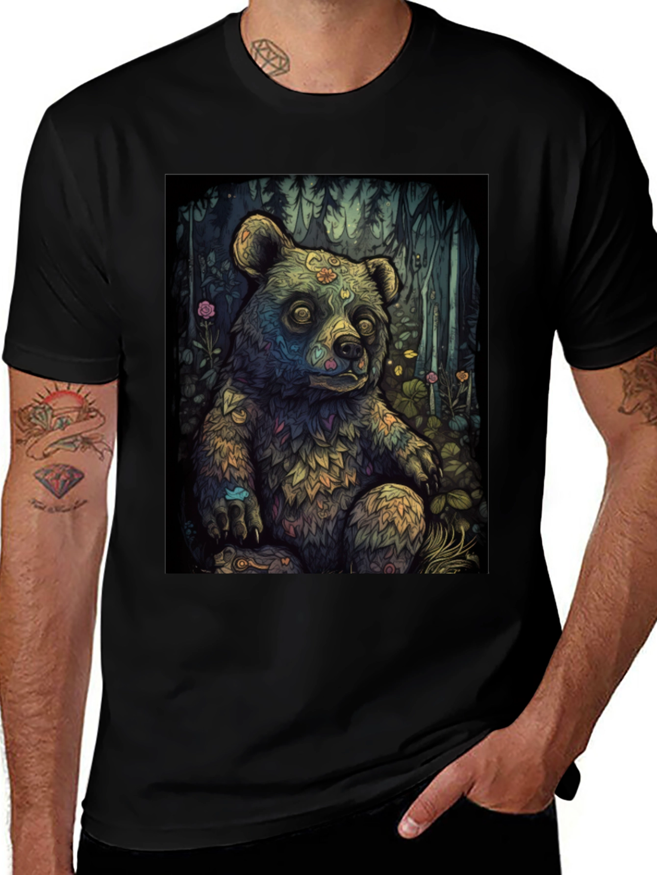 Variant 24 of Psychedelic Bear Graphic Tee