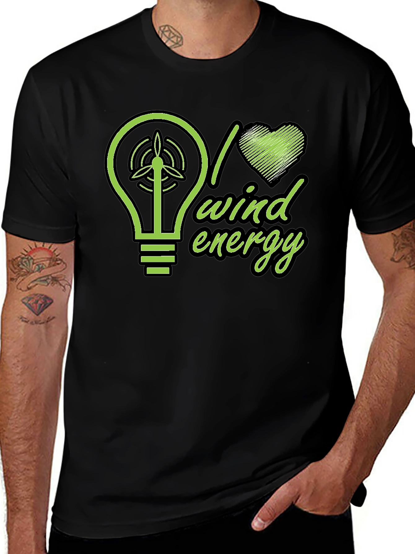 Variant 9 of I Love Wind Energy Black T-Shirt
