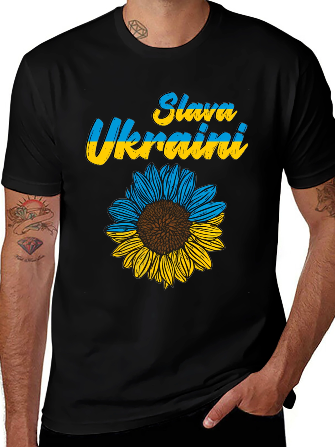 Slava Ukraini Sunflower Graphic T-Shirt