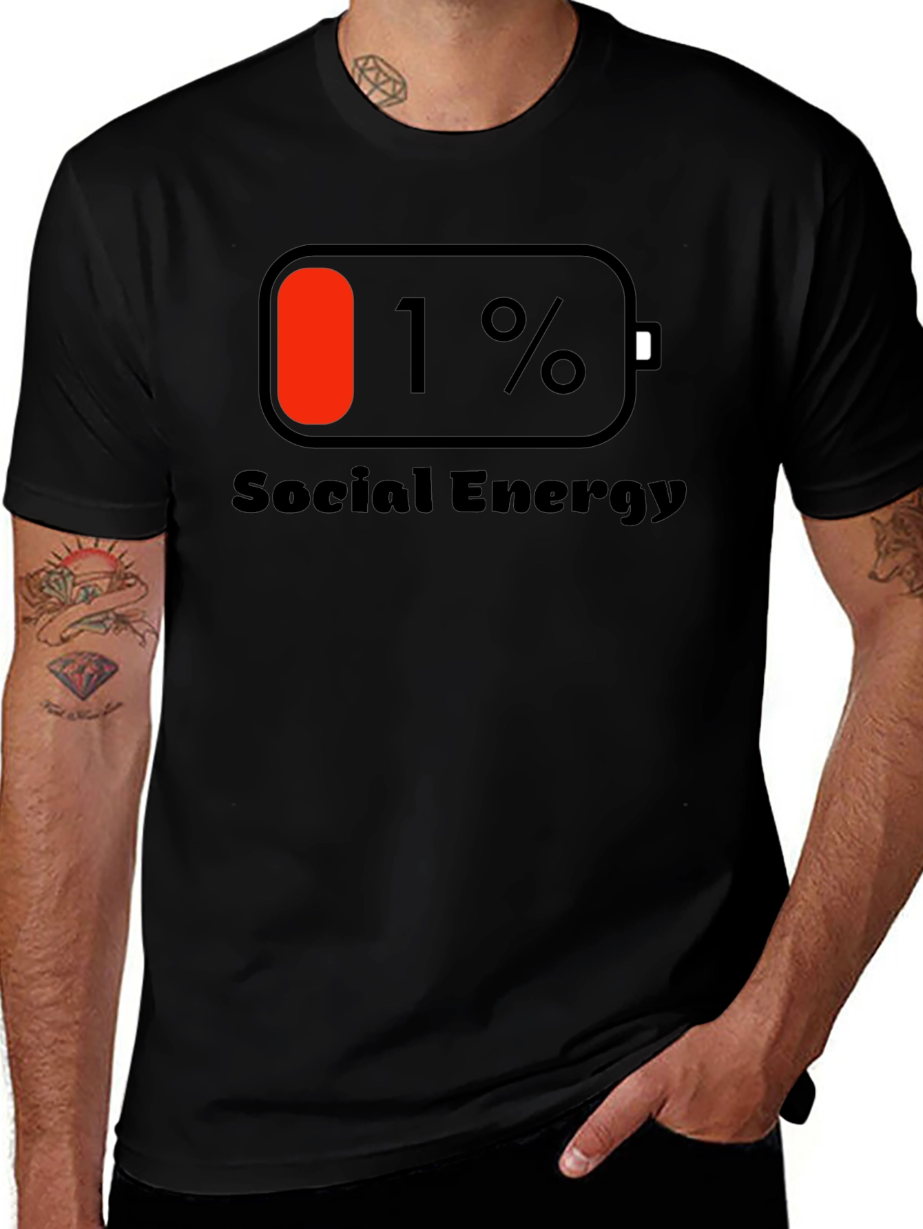 Variant 21 of Social Energy 1% T-Shirt - Black Cotton Tee