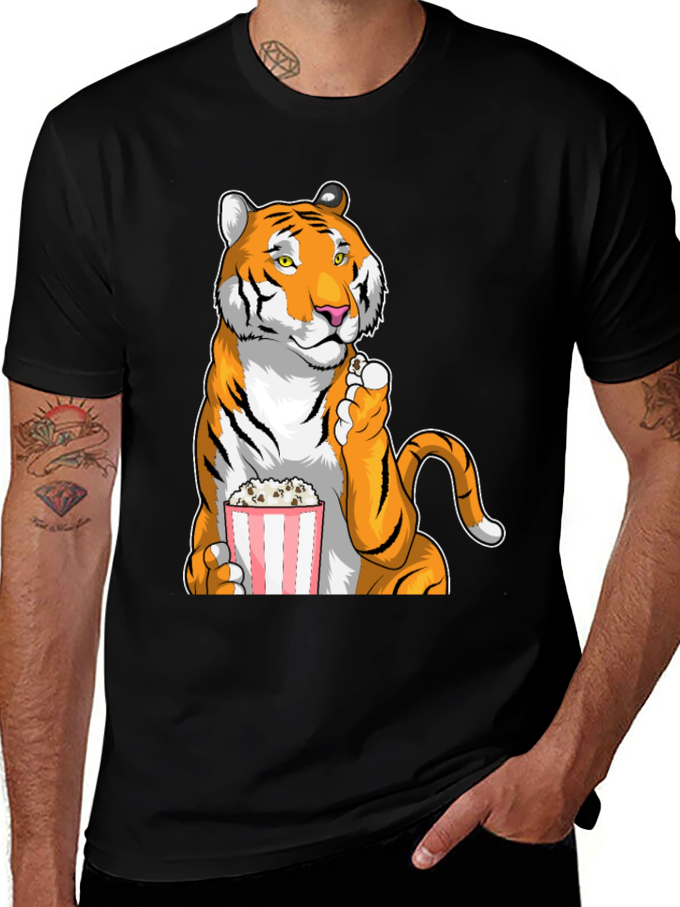 Variant 11 of Tiger Eating Popcorn Graphic T-Shirt