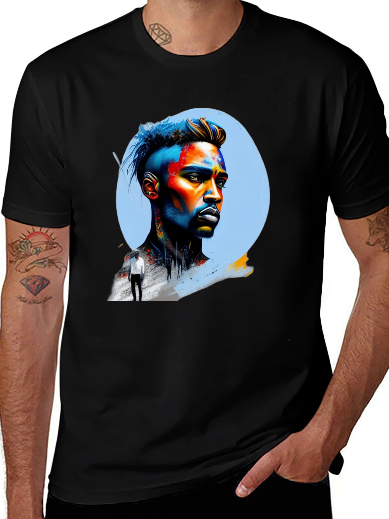 Variant 9 of Artistic Portrait Graphic Black Tee