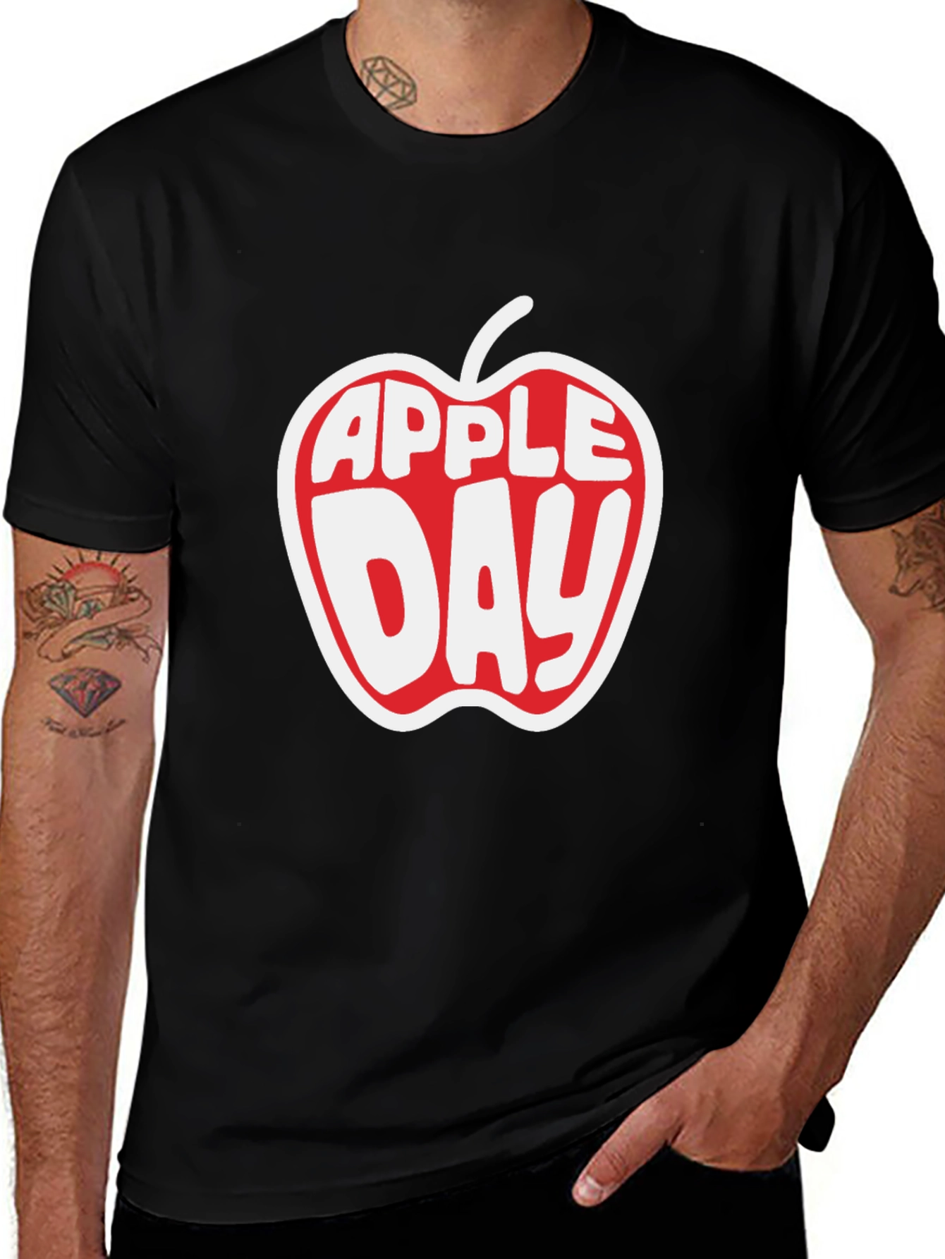 Apple Day Graphic T-Shirt - Black