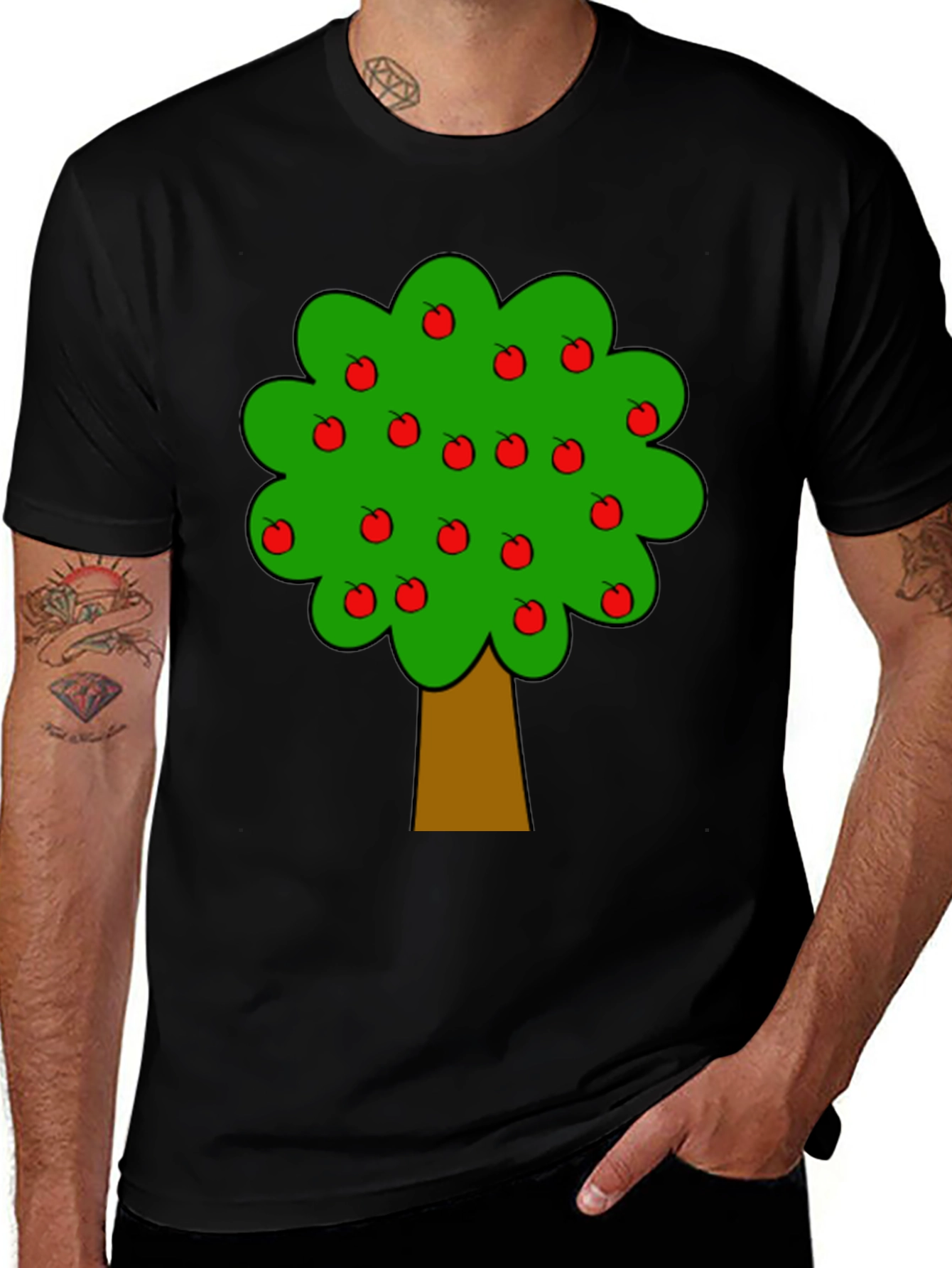Variant 27 of Apple Tree Graphic Black T-Shirt