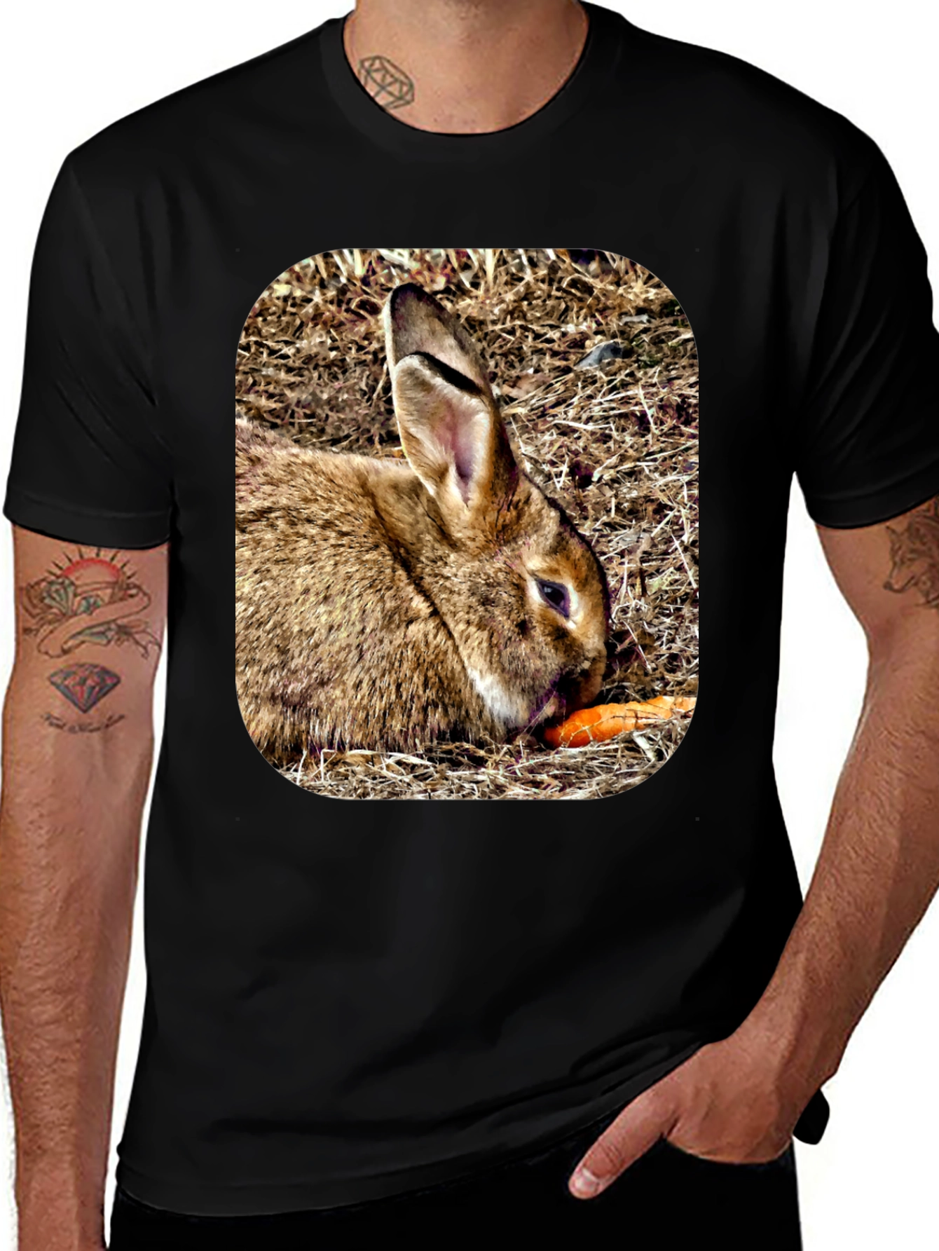 Variant 9 of Rabbit Eating Carrot Graphic T-Shirt