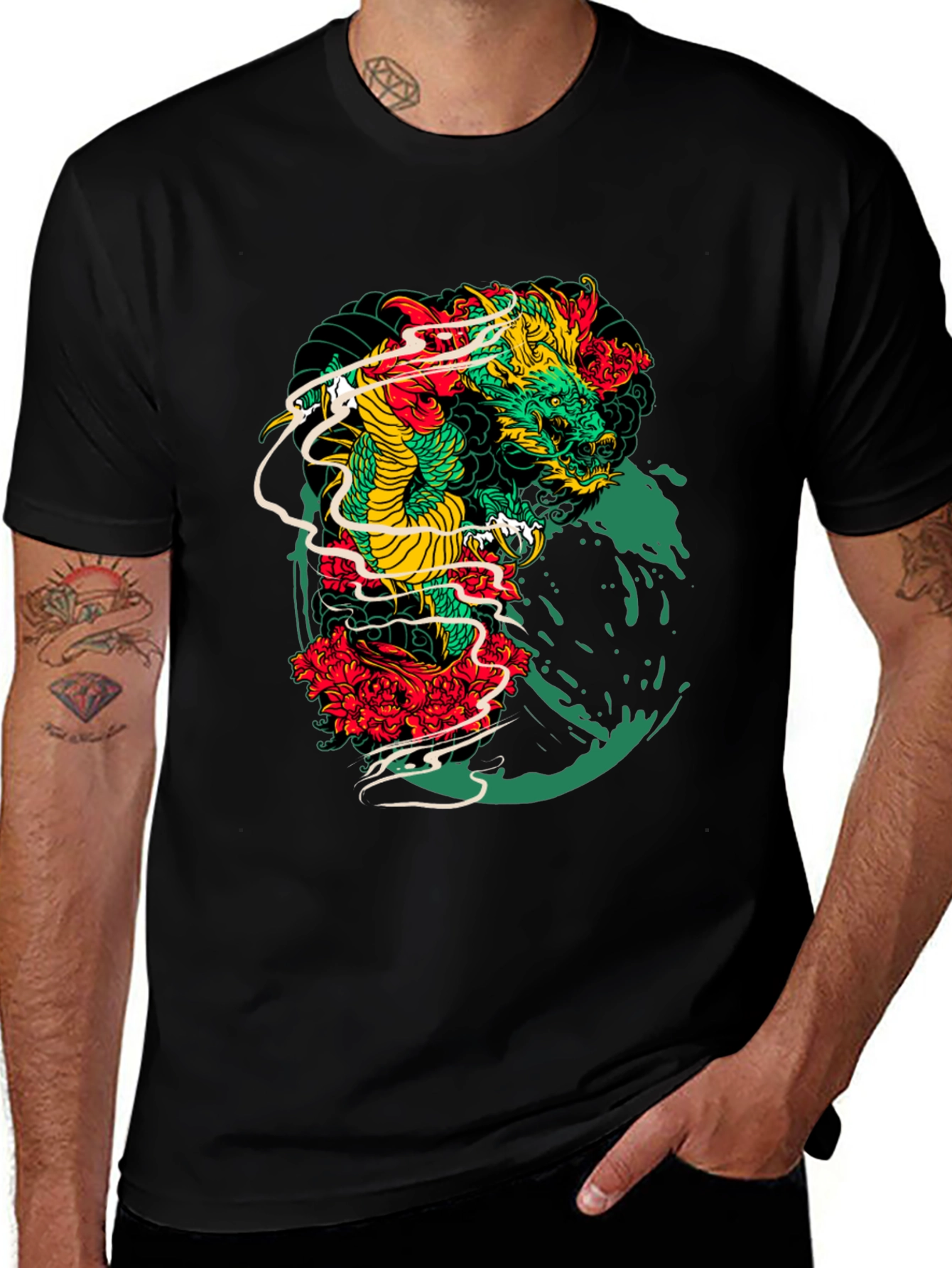 Variant 10 of Dragon Graphic Black T-Shirt