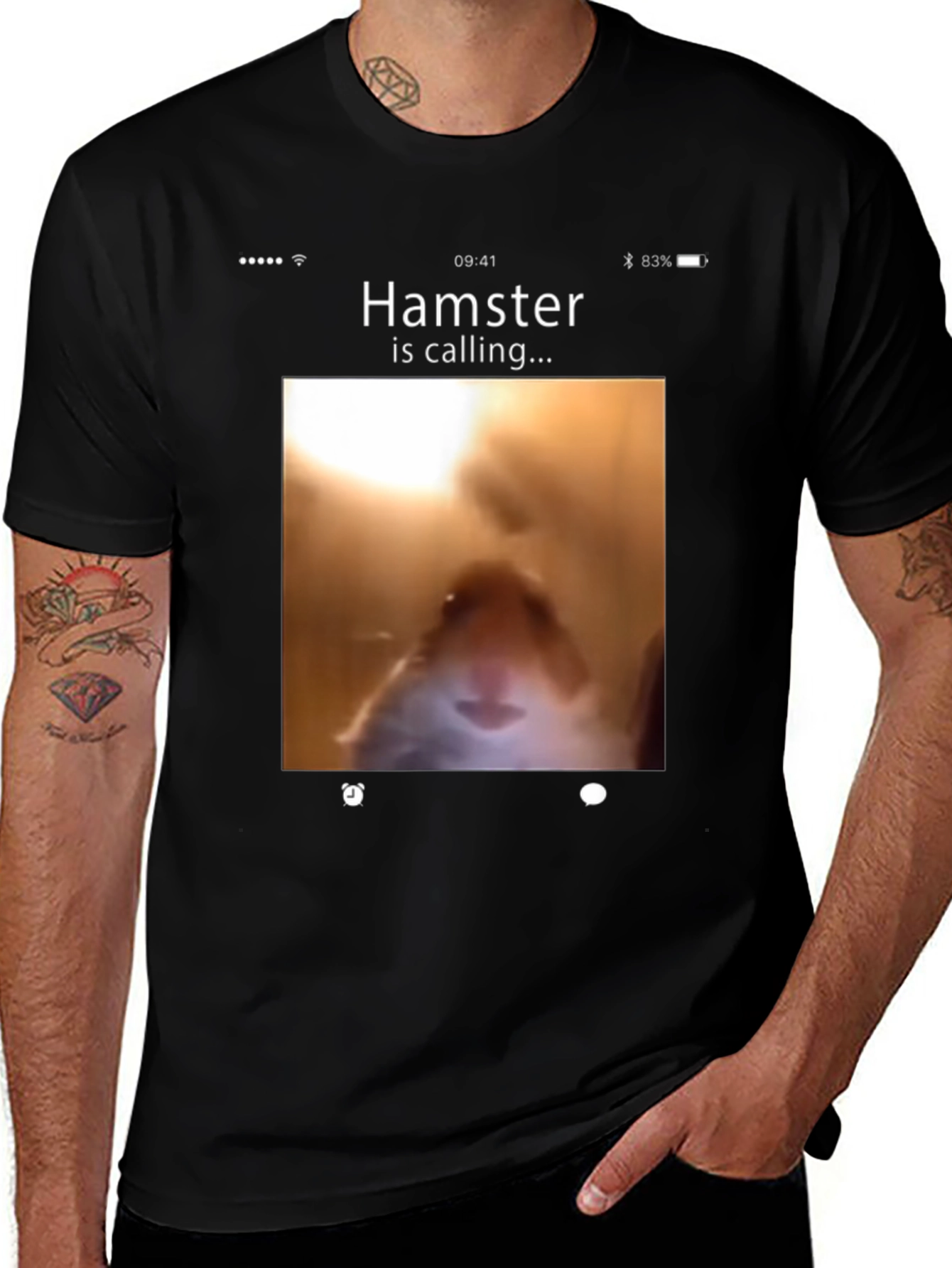 Variant 24 of Hamster Calling Graphic T-Shirt - Novelty Tee