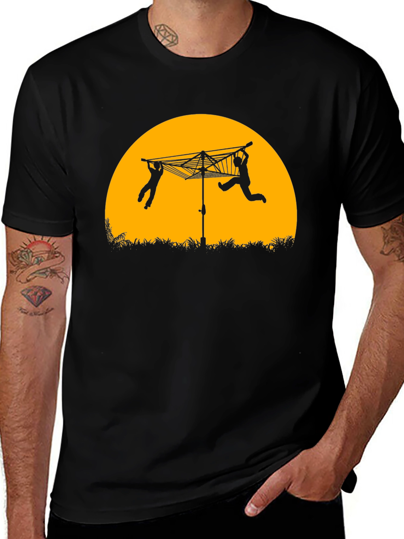 Variant 20 of Laundry Day T-Shirt - Clothesline Sillhouette Tee