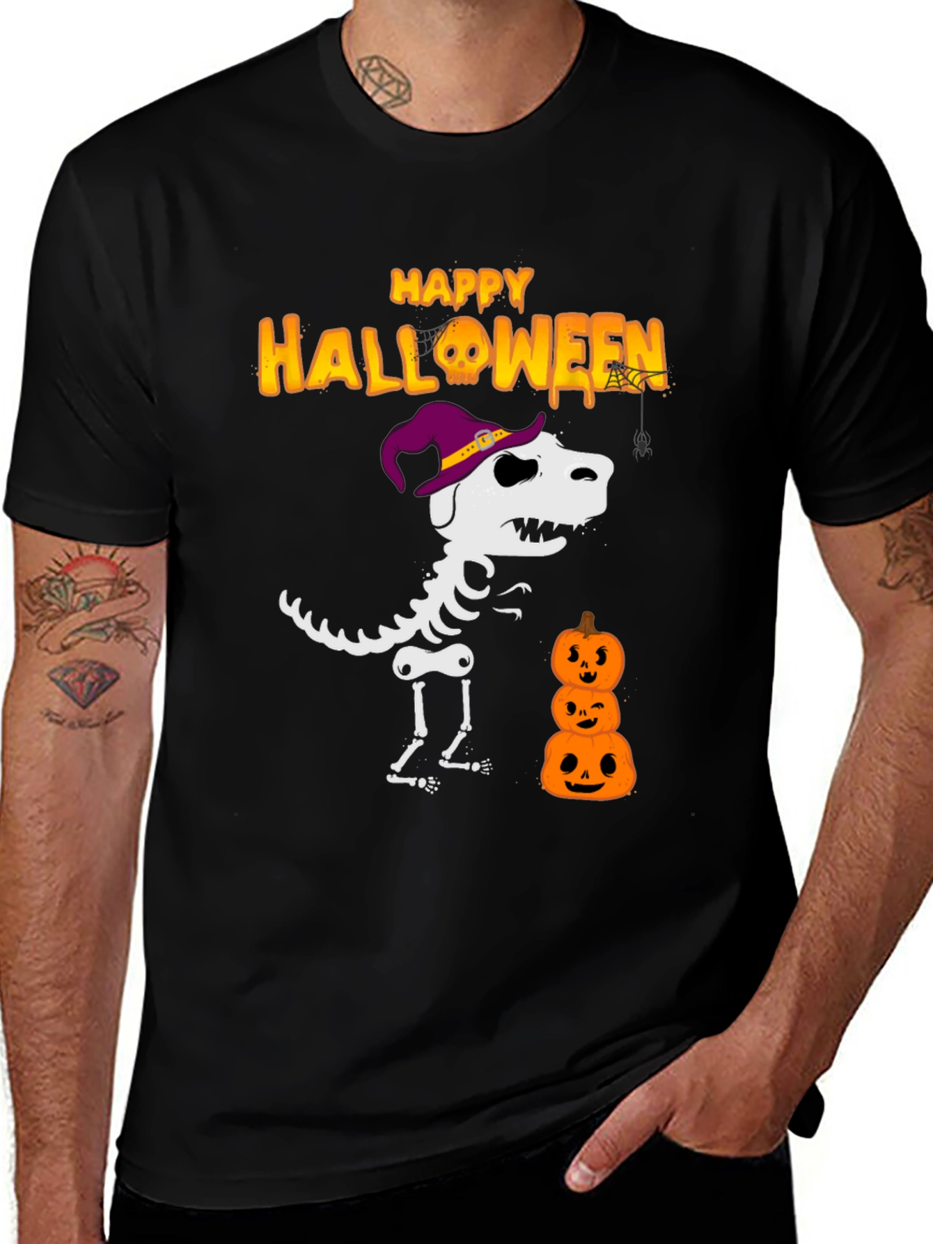 Happy Halloween Dinosaur Skeleton T-Shirt