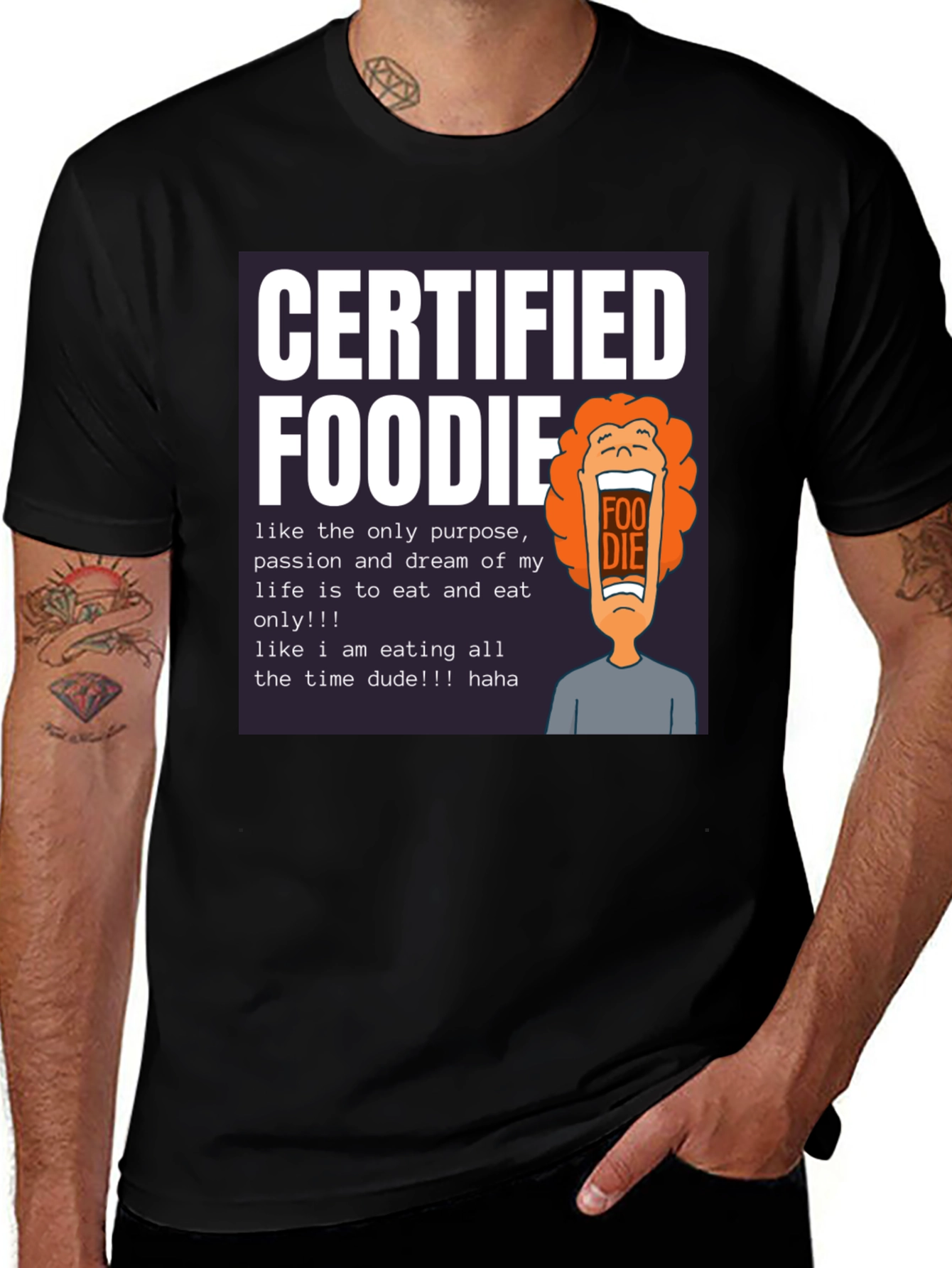 Variant 21 of Certified Foodie Black T-Shirt