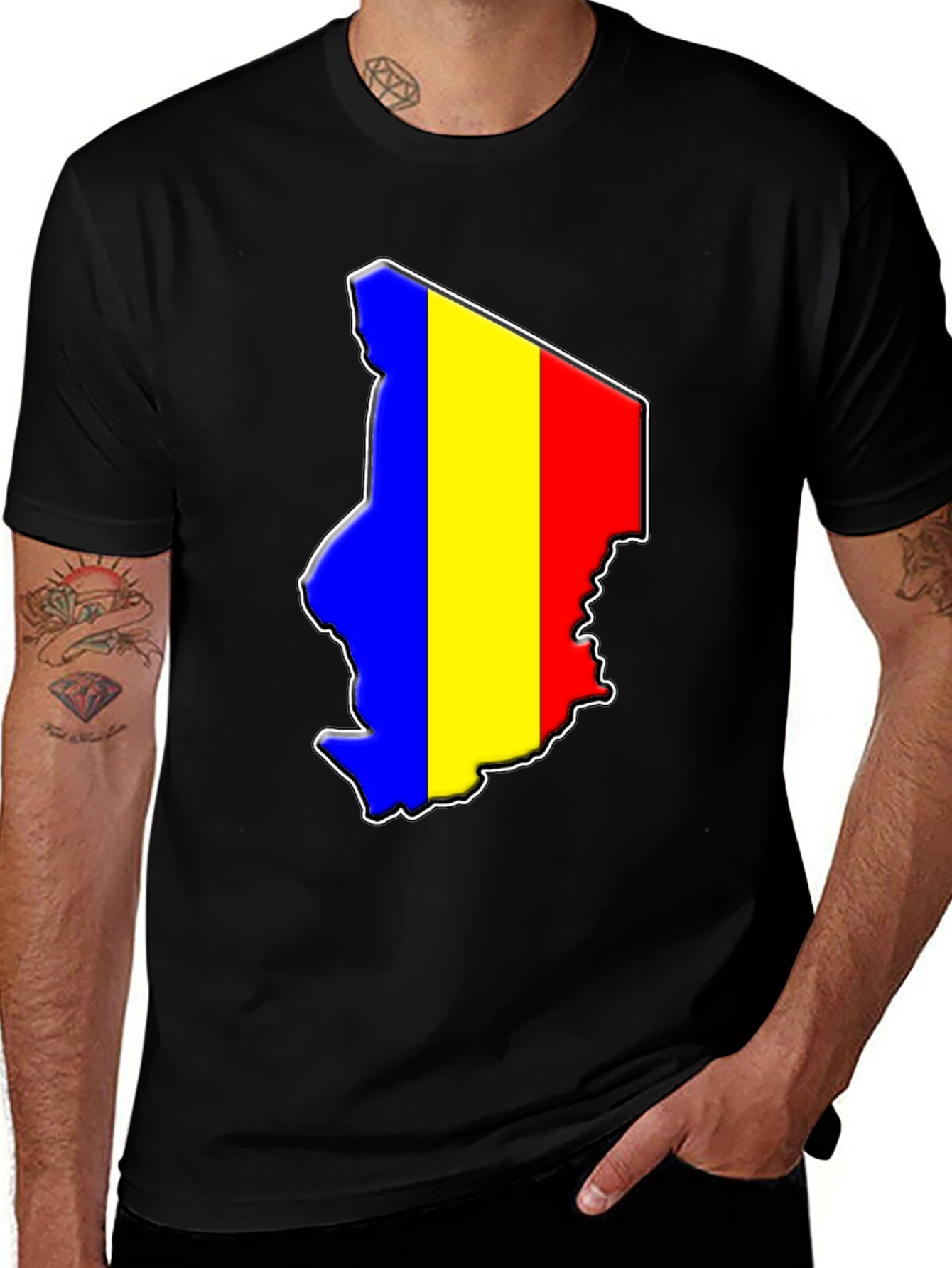 Chad Flag T-Shirt - Black Cotton Tee