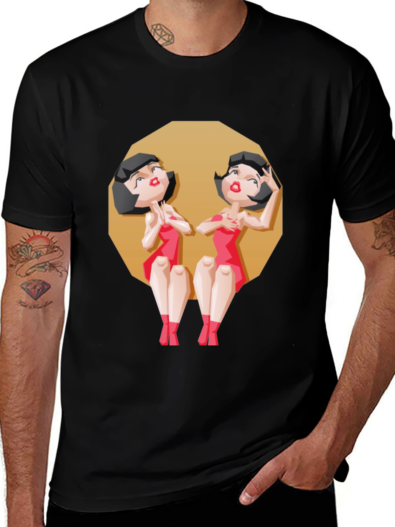Variant 11 of Gemini Twin Cartoon Graphic Tee - Zodiac Style