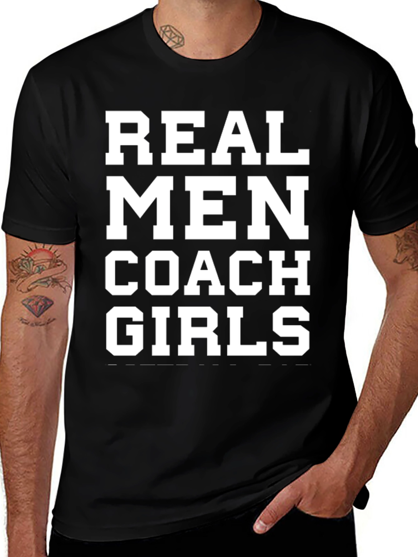 Variant 6 of Real Men Coach Girls Black T-Shirt - Funny Coach Tee