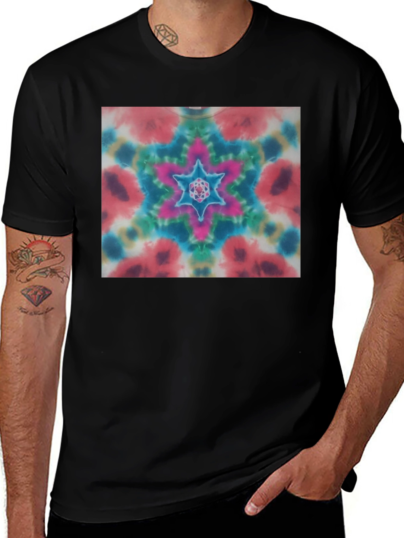 Variant 20 of Colorful Tie-Dye Starburst Graphic Tee - Unisex